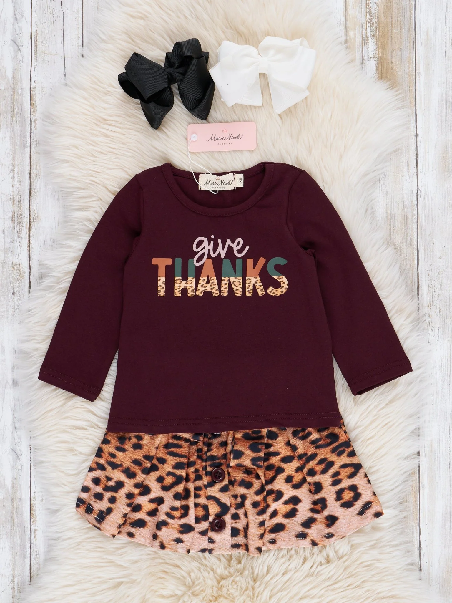 Leopard "Give Thanks" Outfit w/ Skirt - Image 2