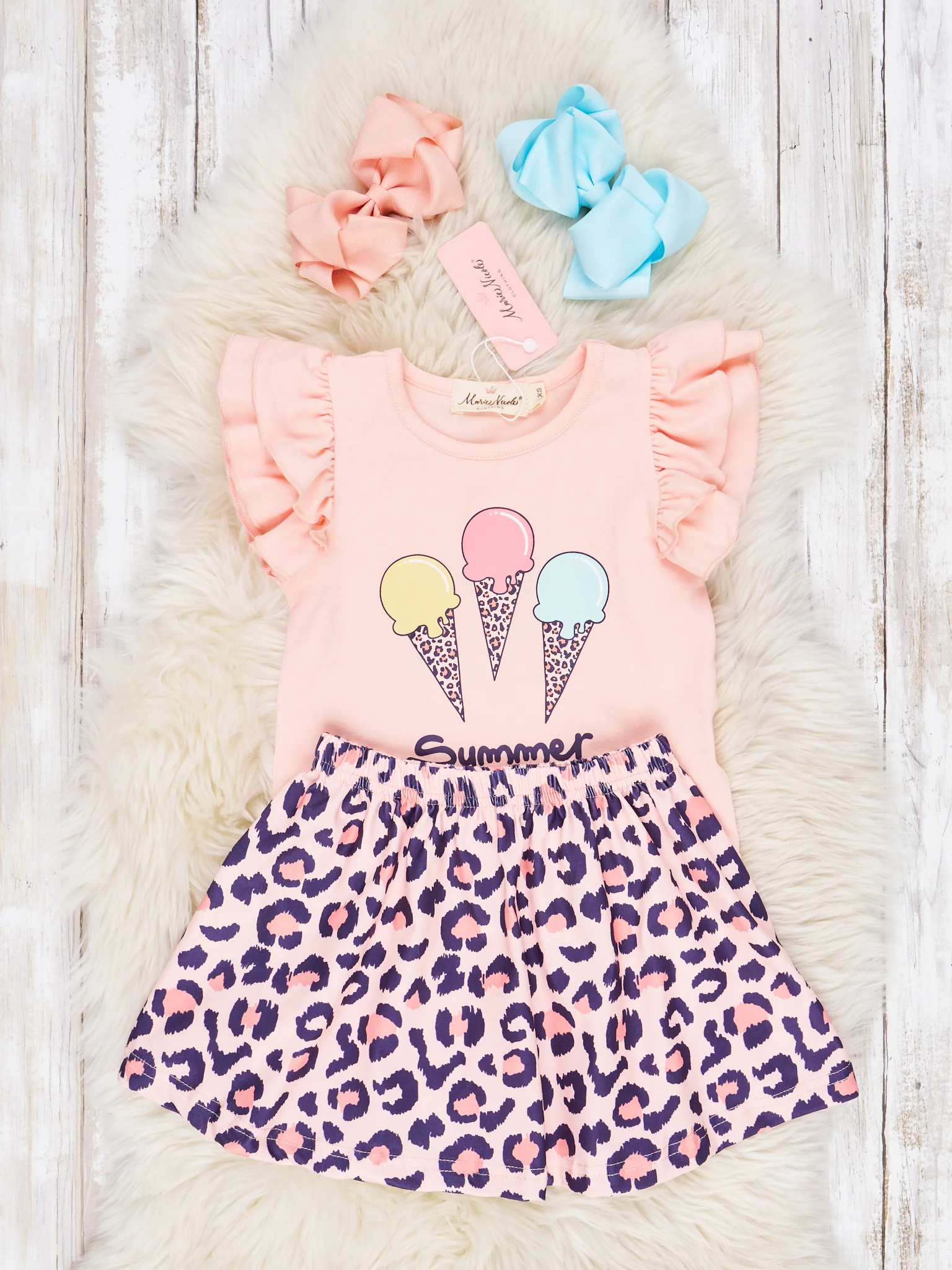 Leopard Ice Cream Ruffle Skirt Outfit - Image 2