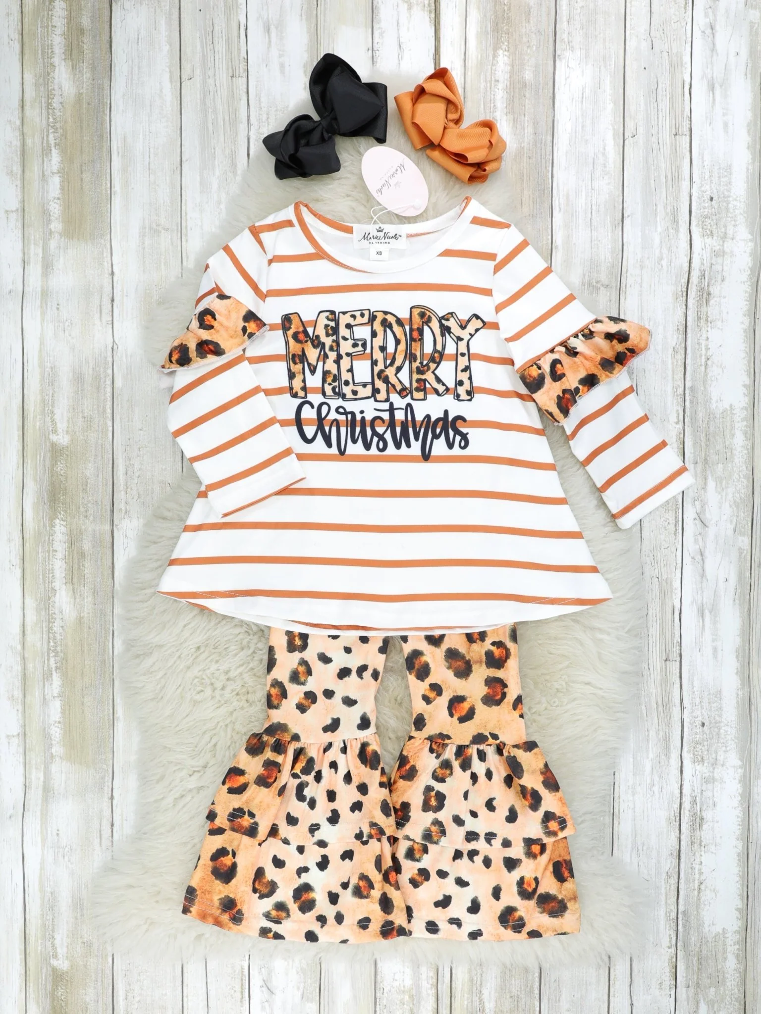 Leopard "Merry Christmas" Ruffle Outfit