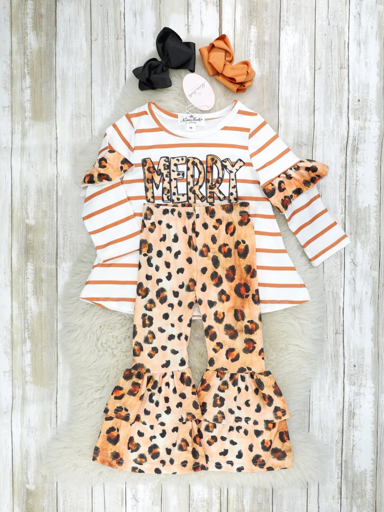 Leopard "Merry Christmas" Ruffle Outfit - Image 2