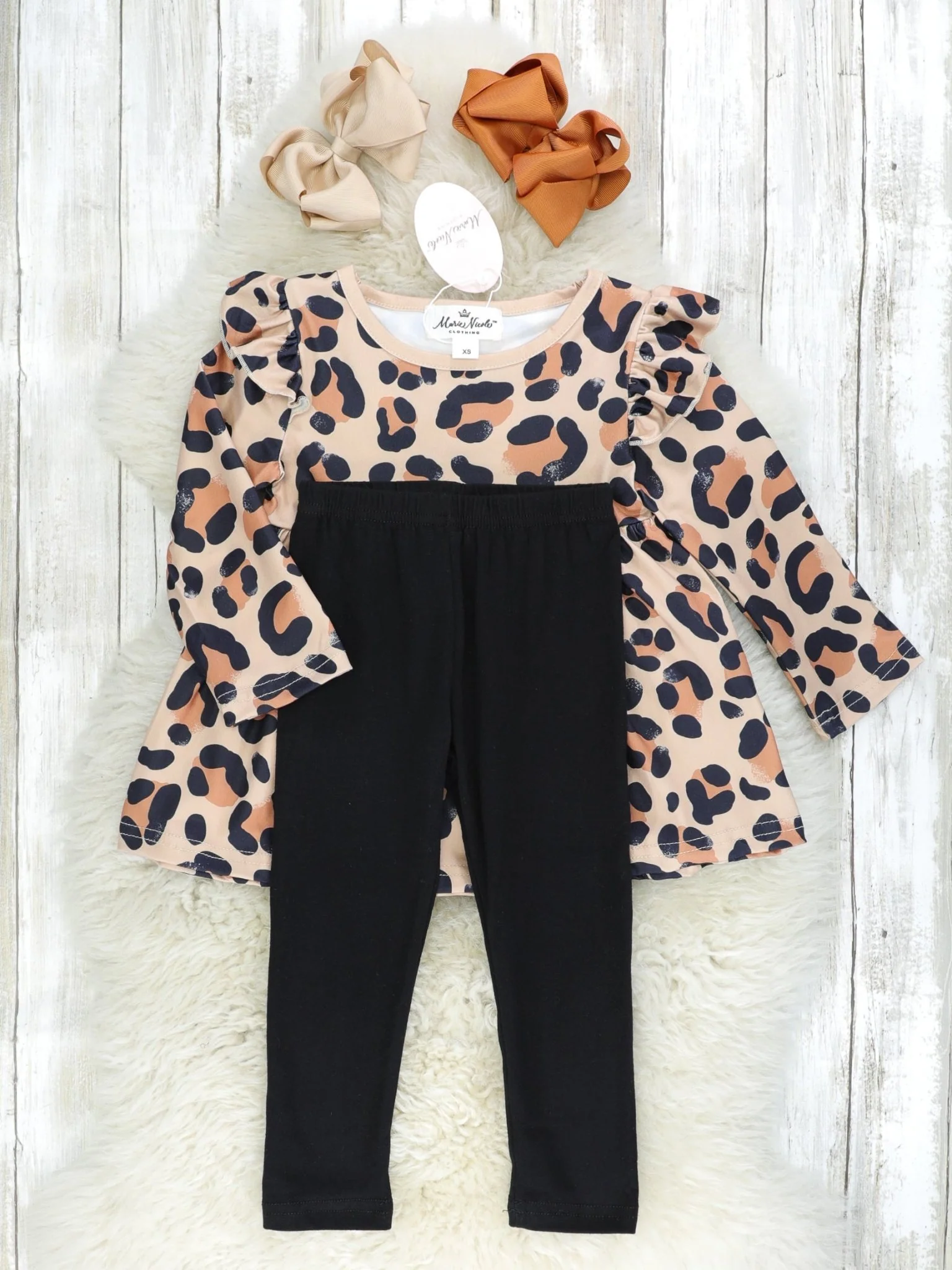 Leopard Peplum Ruffle Top & Bottoms Outfit - Image 2