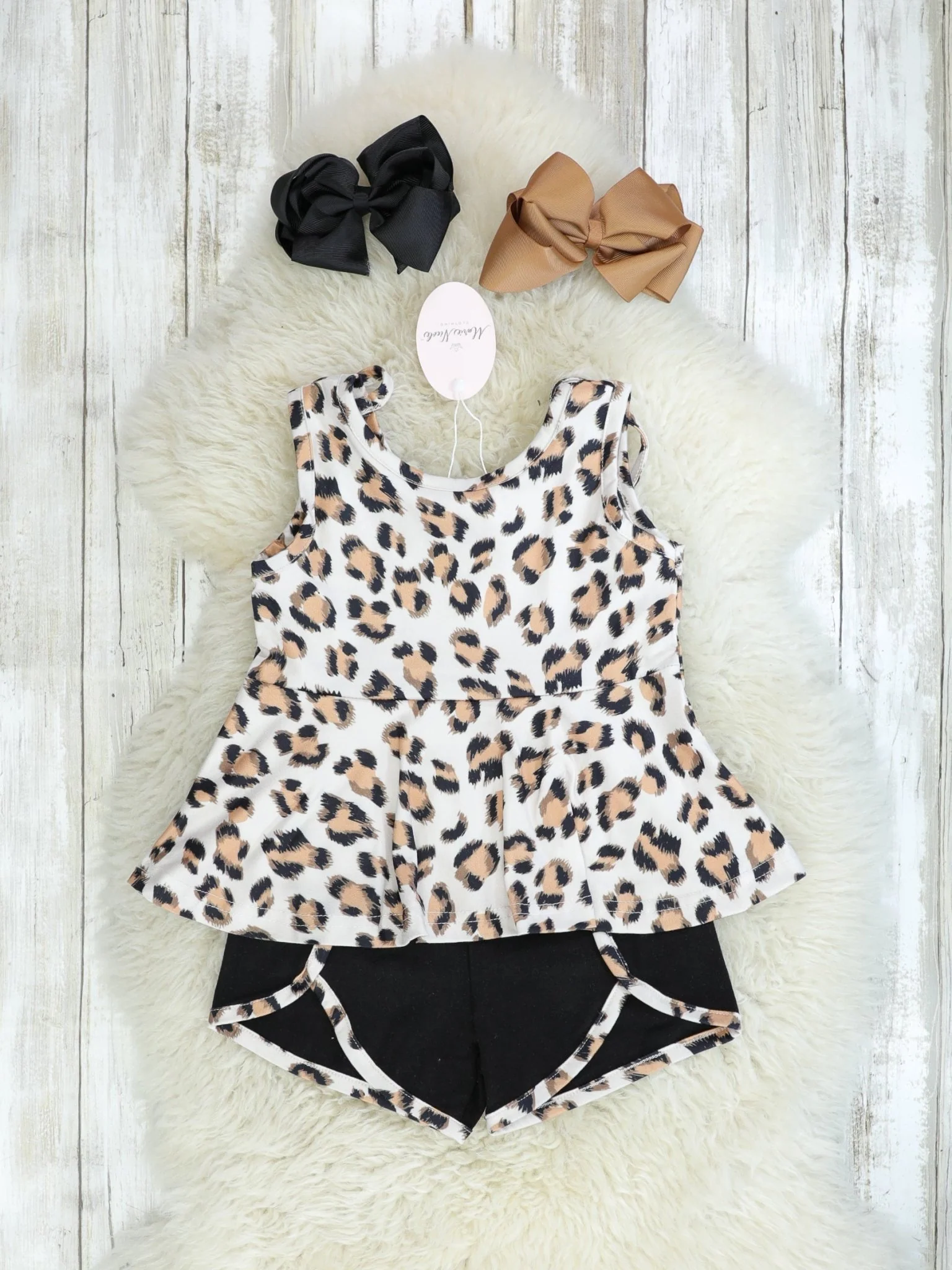 Leopard Peplum Tank & Shorts Outfit