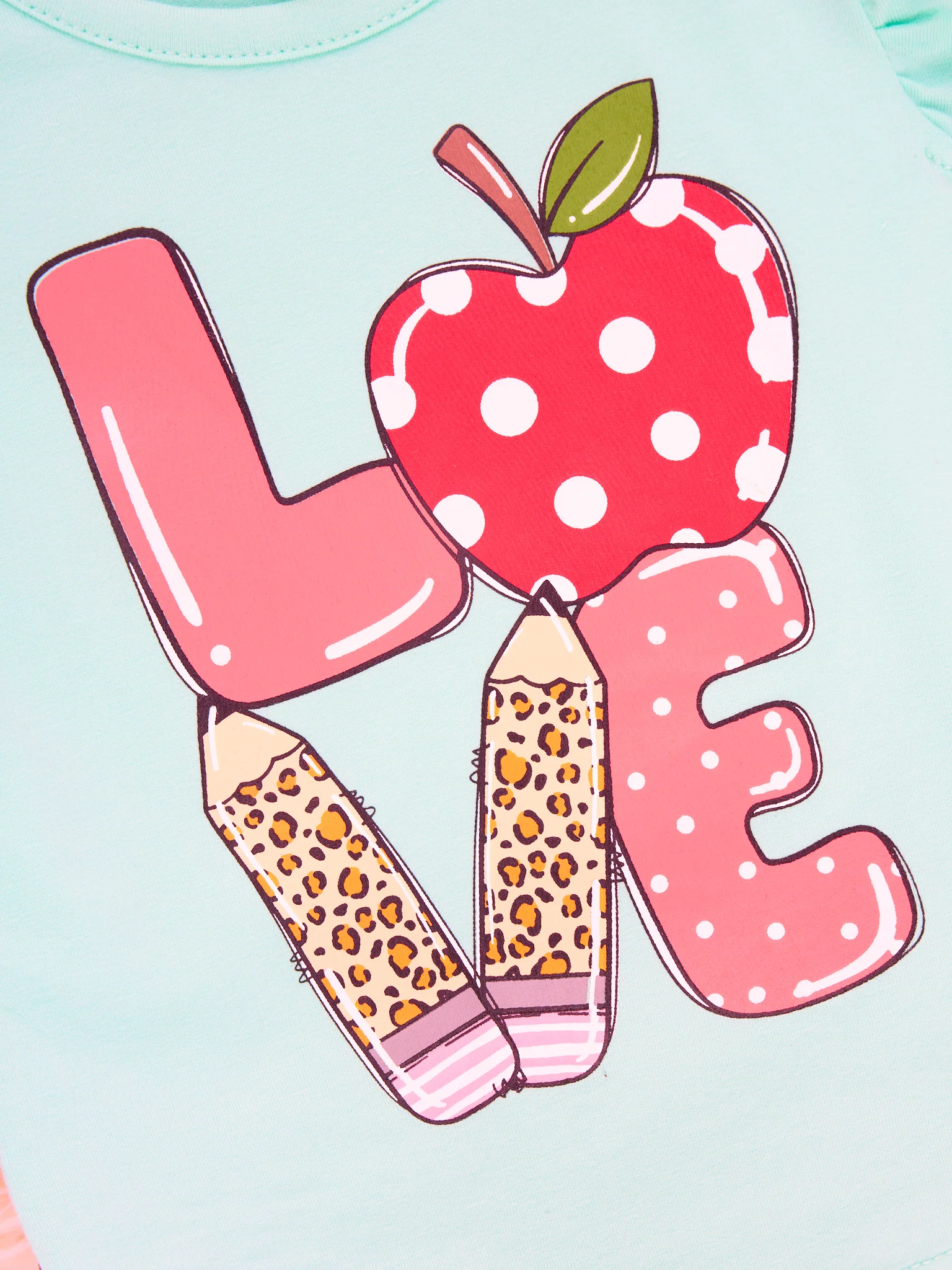 Leopard Polka Dot "LOVE" Apple Ruffle Outfit - Image 4