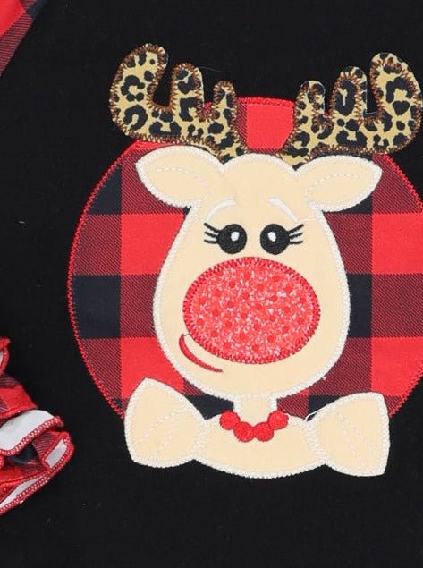 Leopard Reindeer Ruffle Raglan Shirt - Image 2
