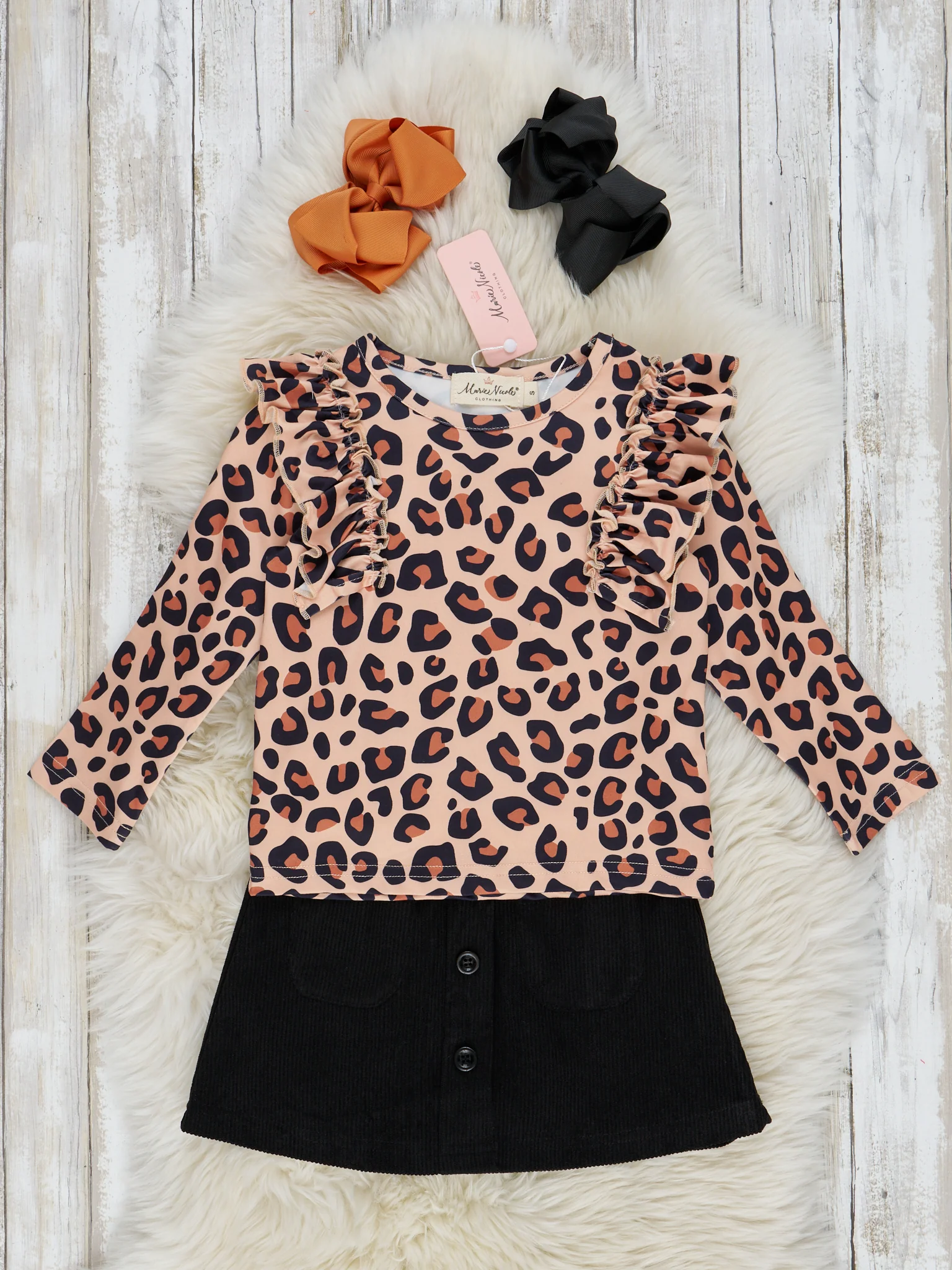 Leopard Ruffle Outfit with Skirt
