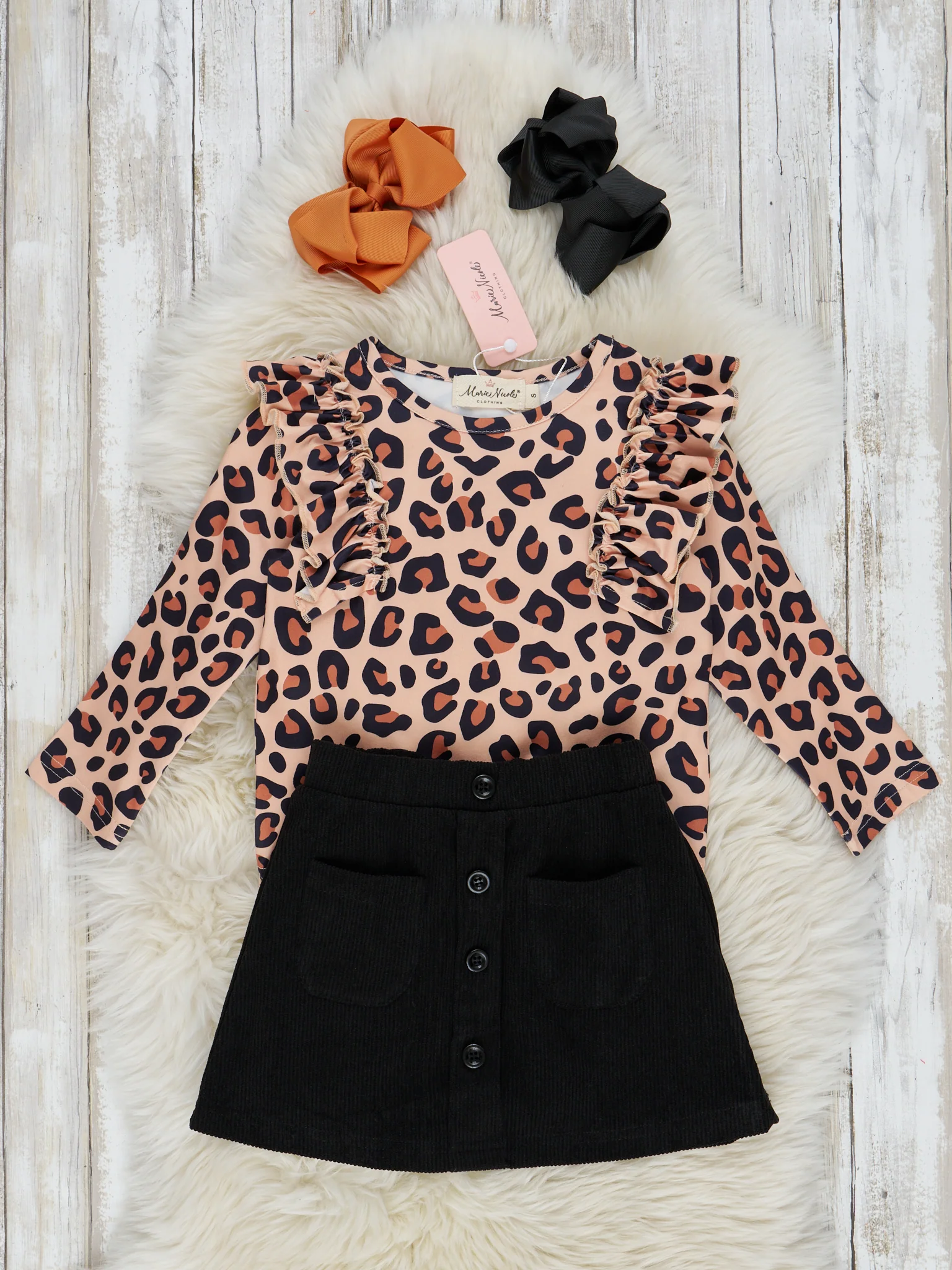 Leopard Ruffle Outfit with Skirt - Image 2