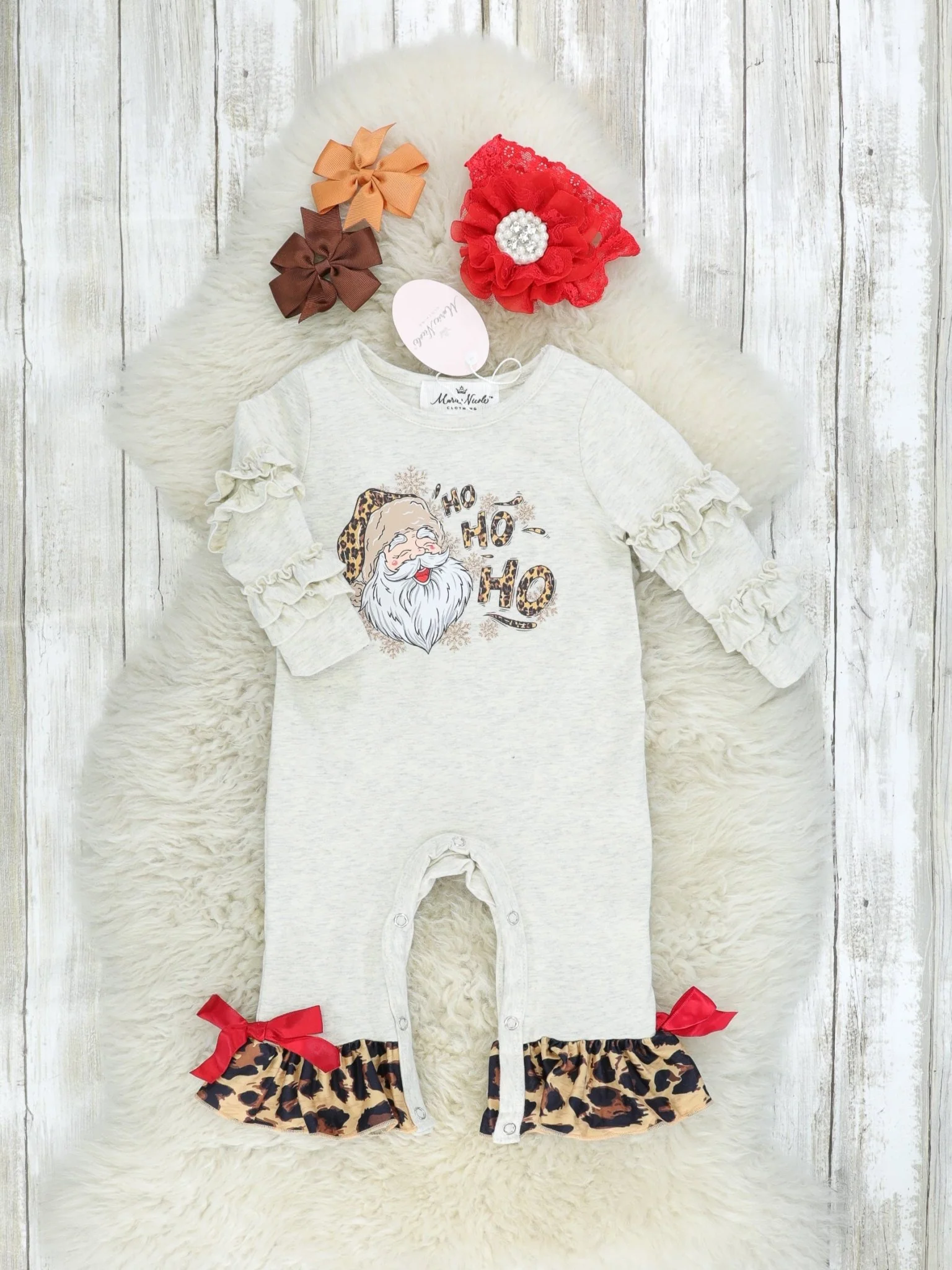 Leopard Santa Ruffle Romper