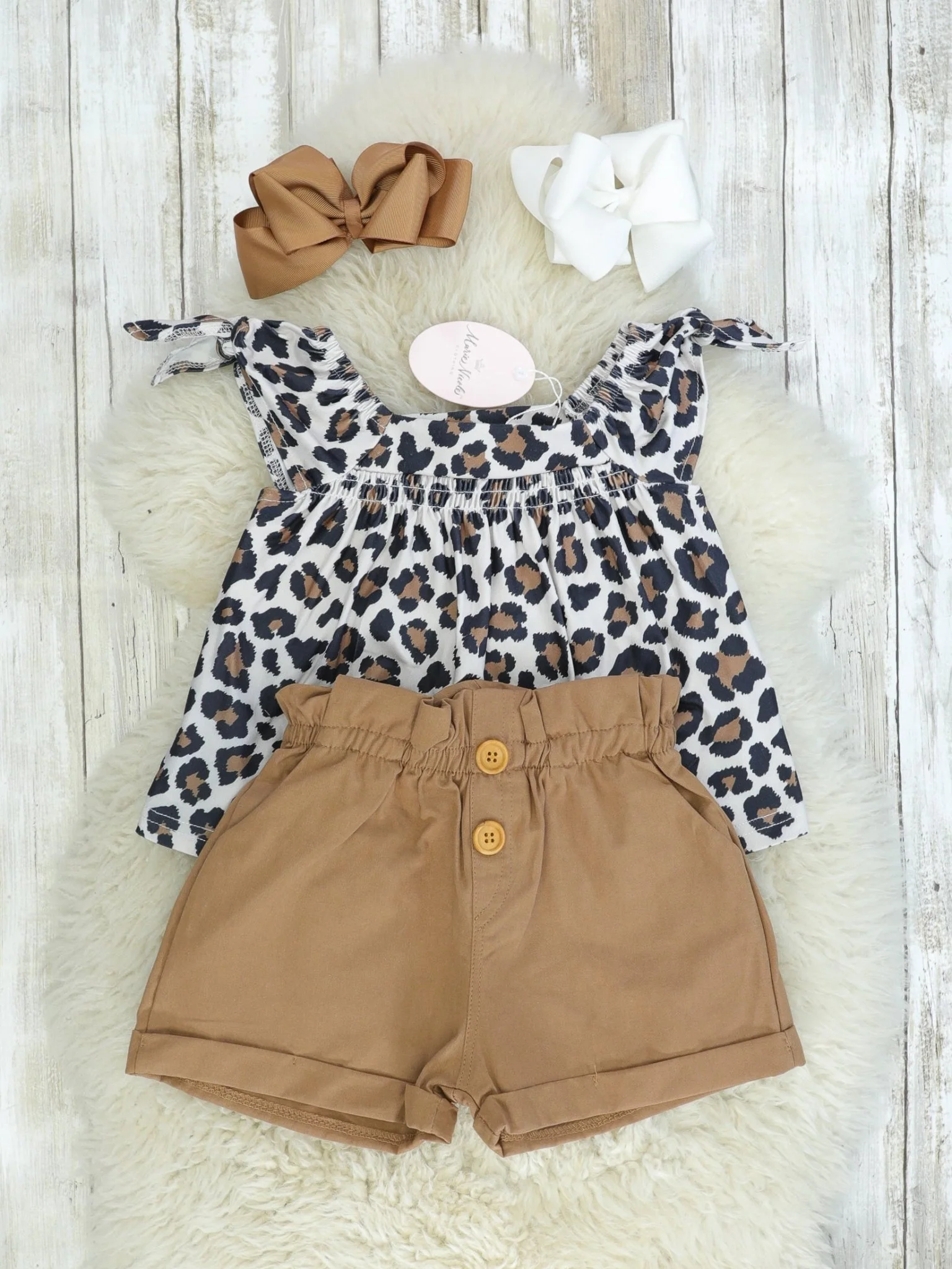 Leopard Top & Paperbag Shorts Outfit - Image 2