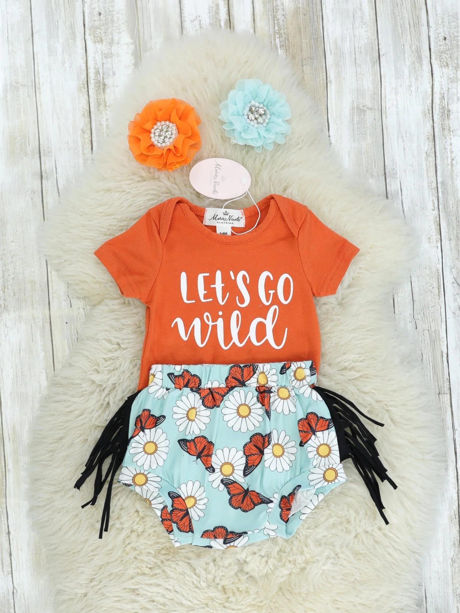 "Let's Go Wild" Top & Butterfly Fringe Bloomers Set