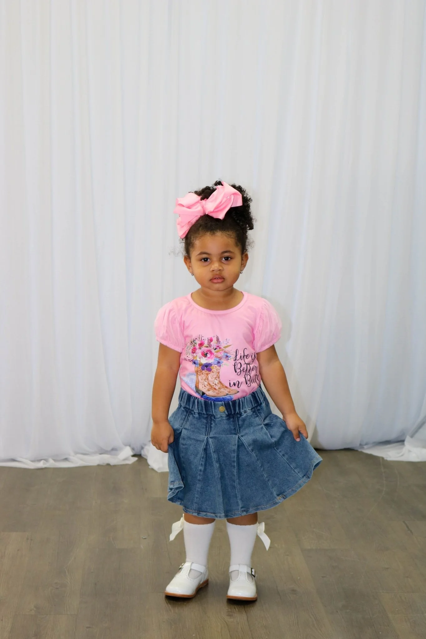 Life Is Better In Boots Shirt & Denim Skirt Outfit - Image 4