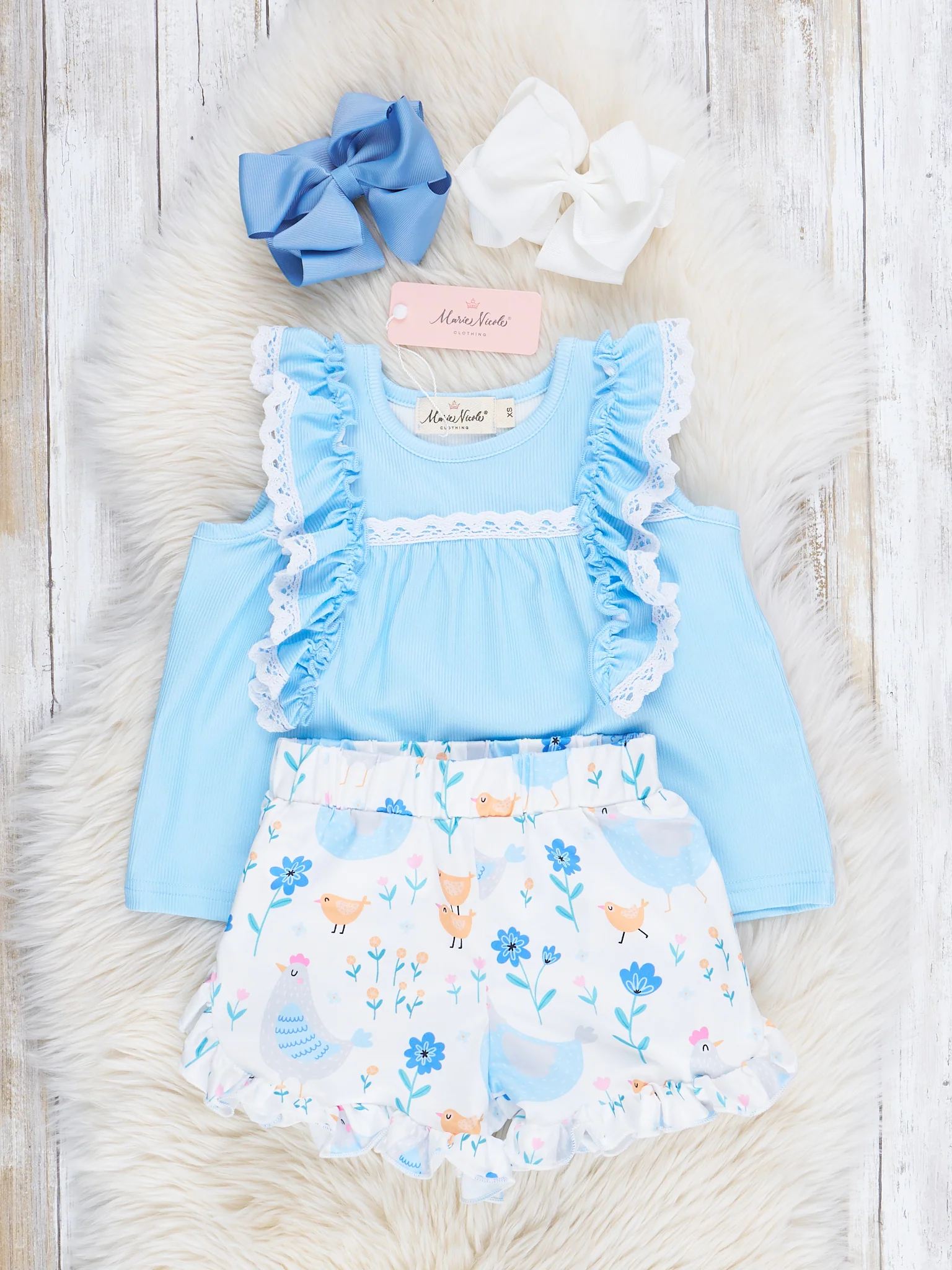 Light Blue Chickadee Bloomers Outfit - Image 2