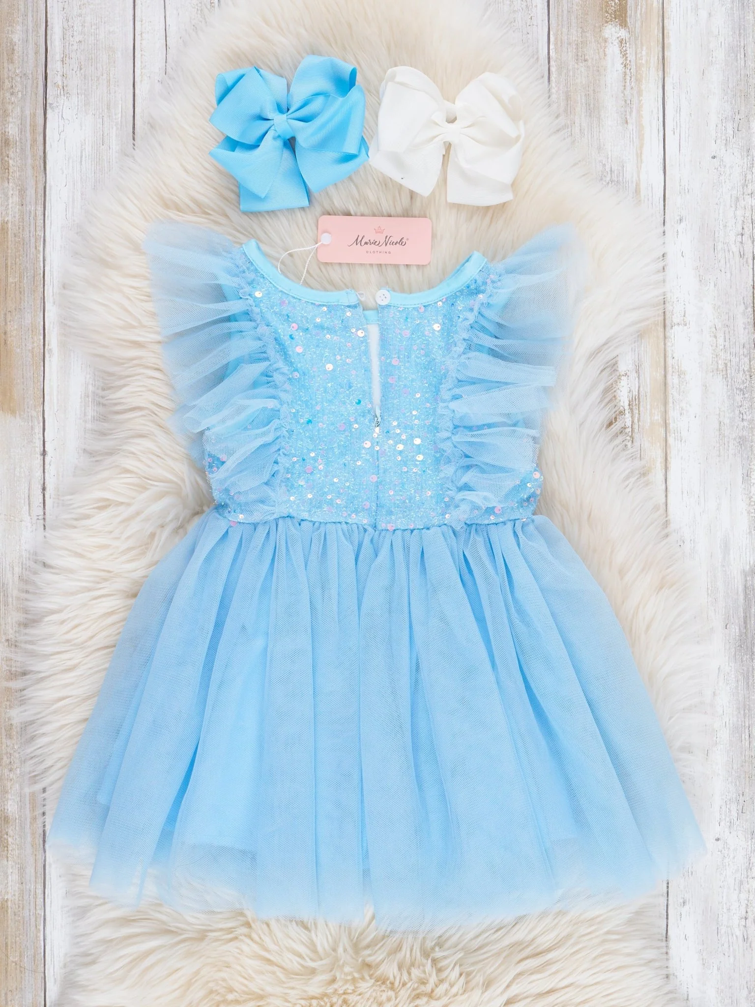 Light Blue Flutter Tulle Dress - Image 3