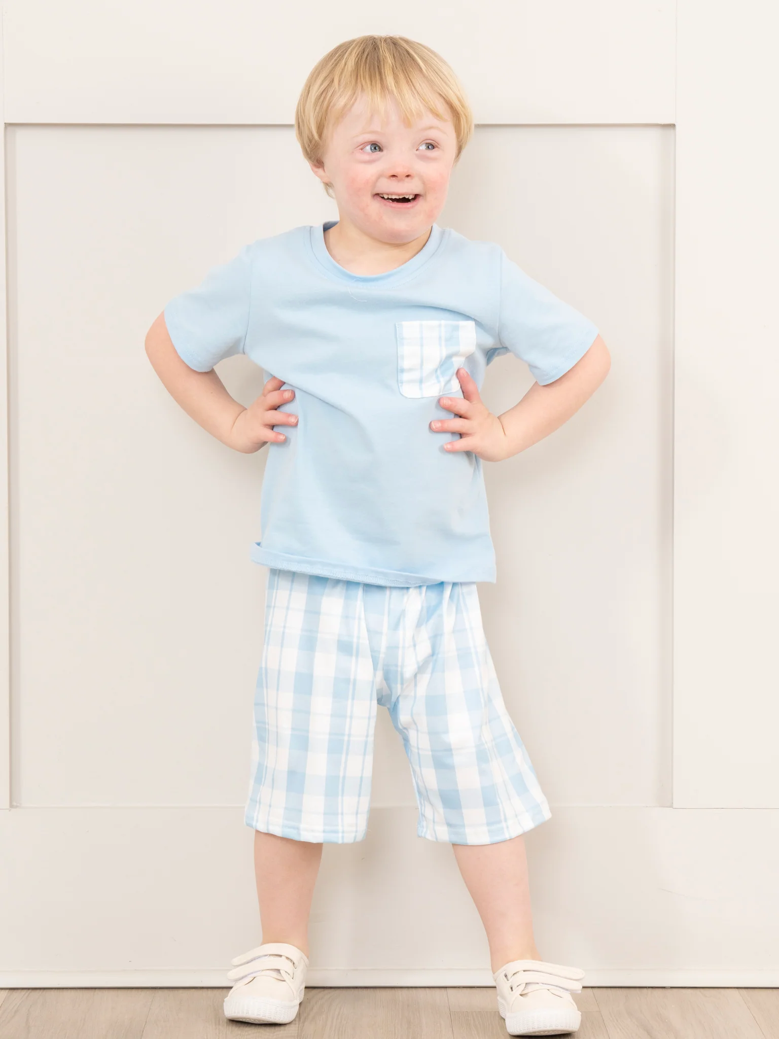 Light Blue Gingham Pocket Outfit - Image 4