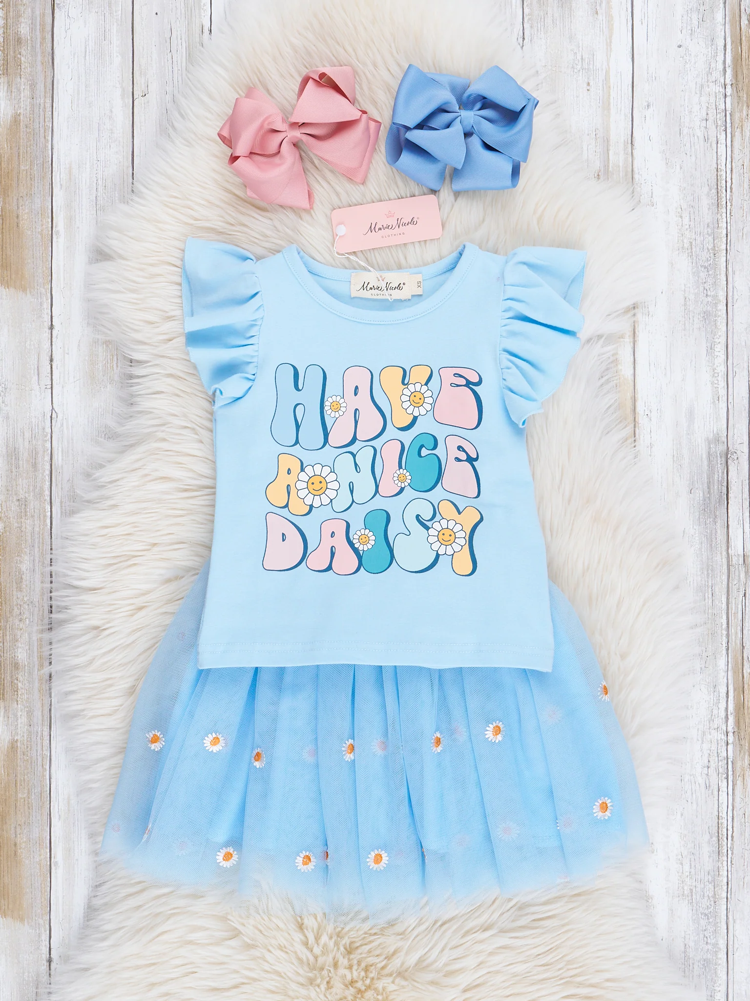 Light Blue Nice Daisy Outfit w/ Tulle Skirt