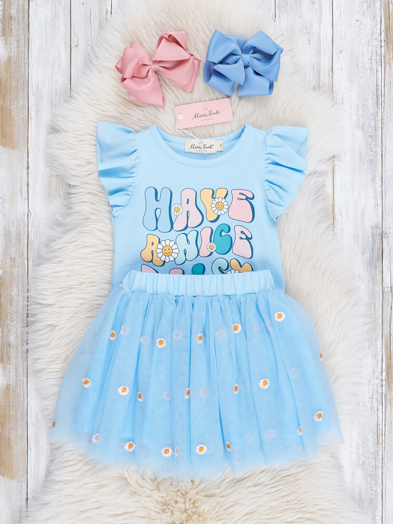 Light Blue Nice Daisy Outfit w/ Tulle Skirt - Image 3