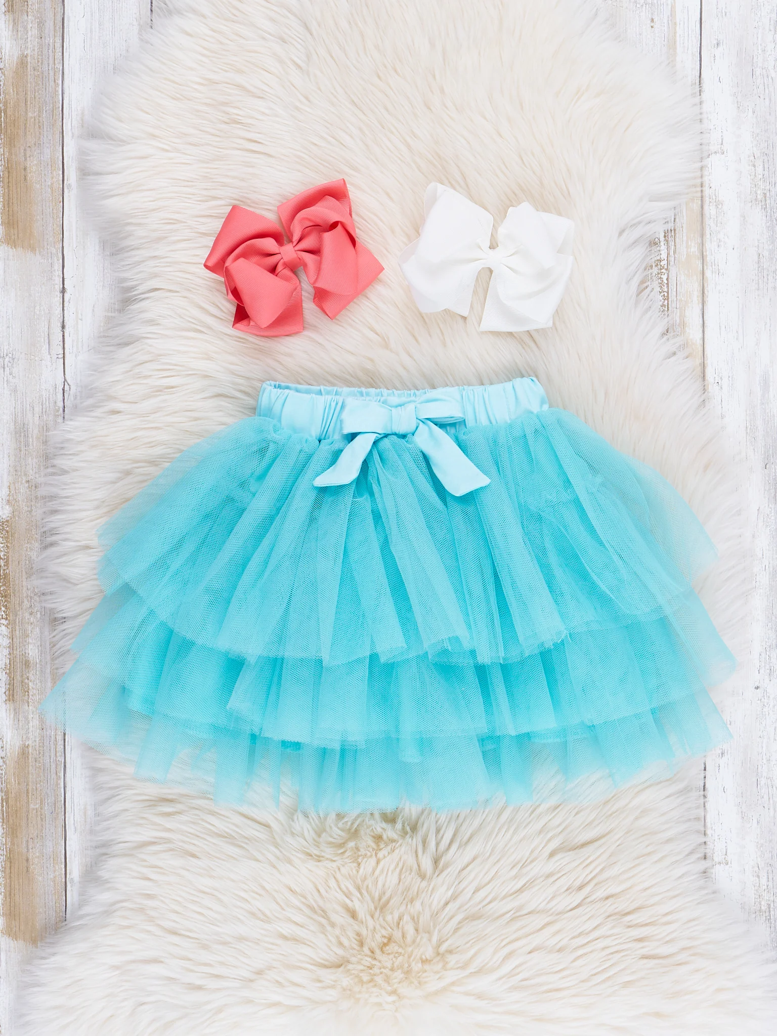 Light Blue Rainbow Positivity Outfit w/ Tulle Skirt - Image 4