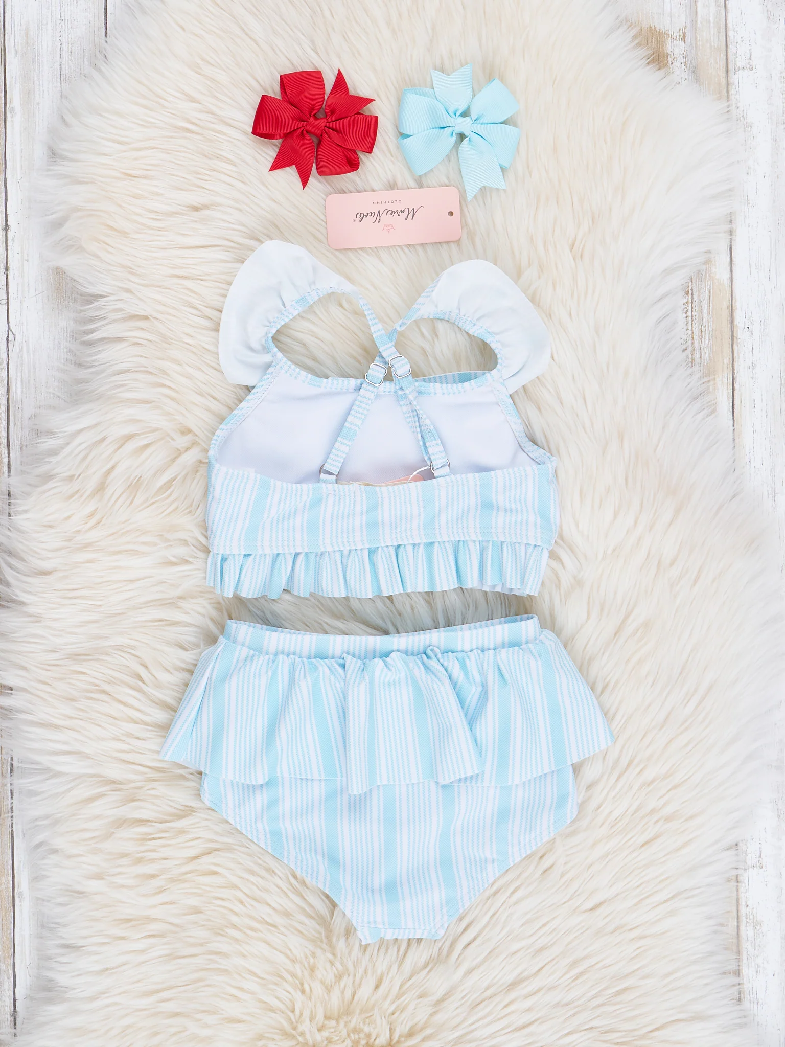 Light Blue Sail Away Striped Swimsuit - Image 3