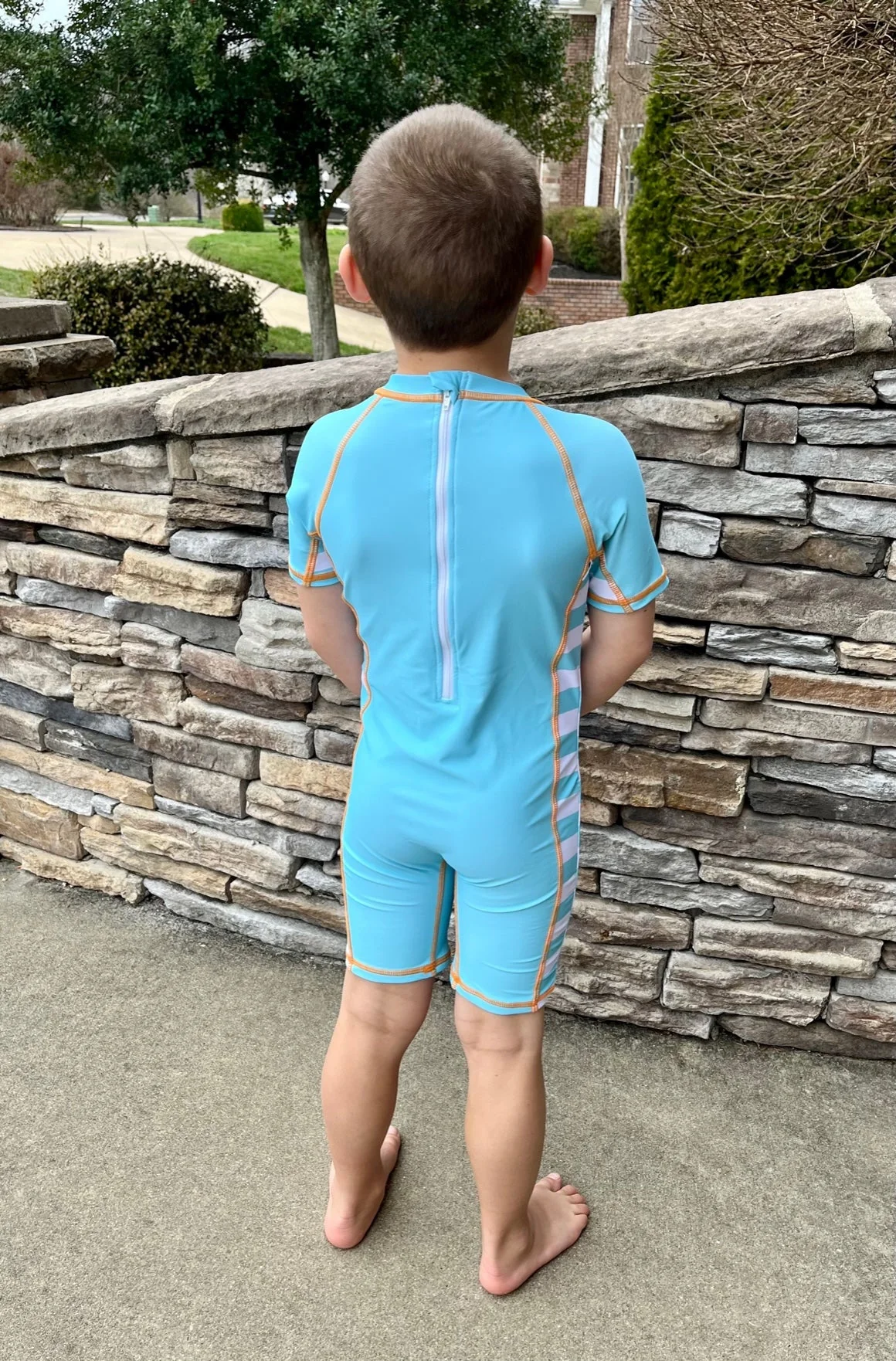 Light Blue Sailboat Rash Guard Swimsuit - Image 4