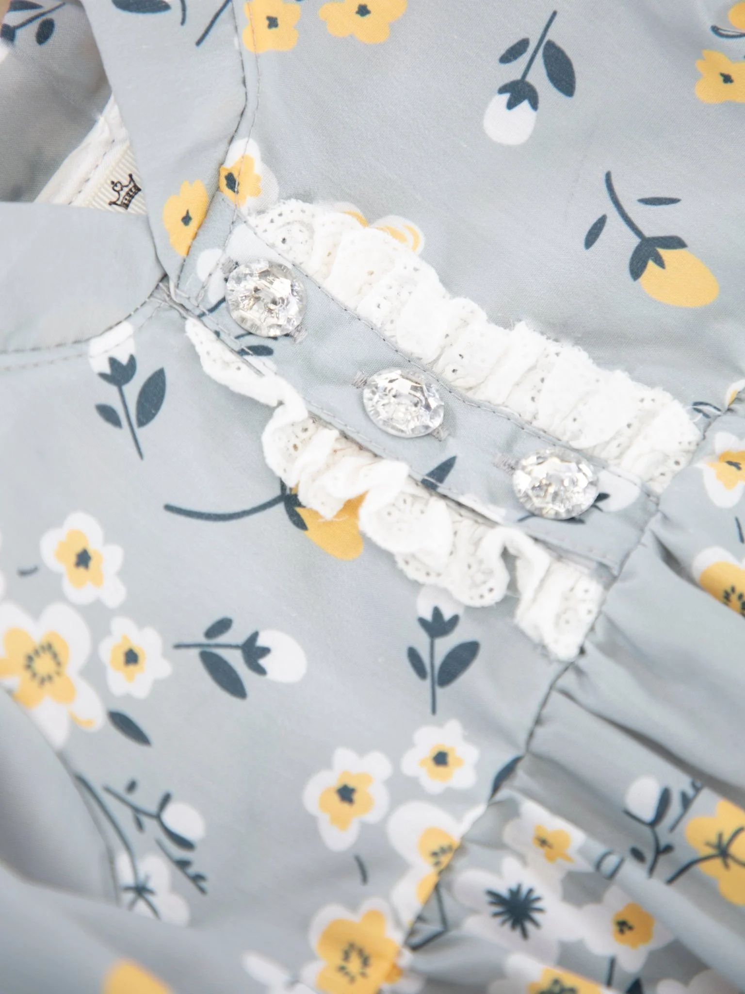 Light Grey & Yellow Floral Ruffle Romper - Image 2