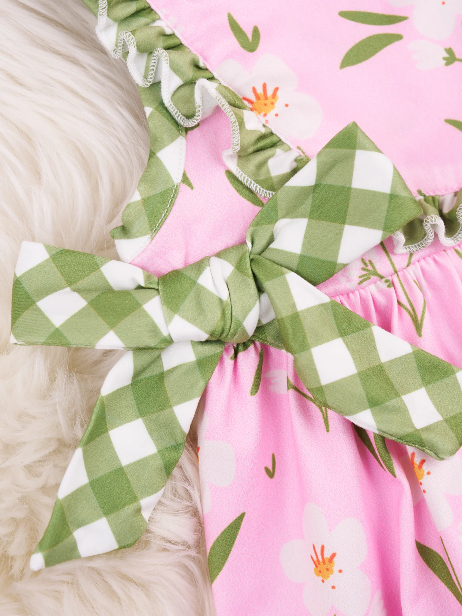 Light Pink Floral Gingham Ruffle Outfit - Image 5