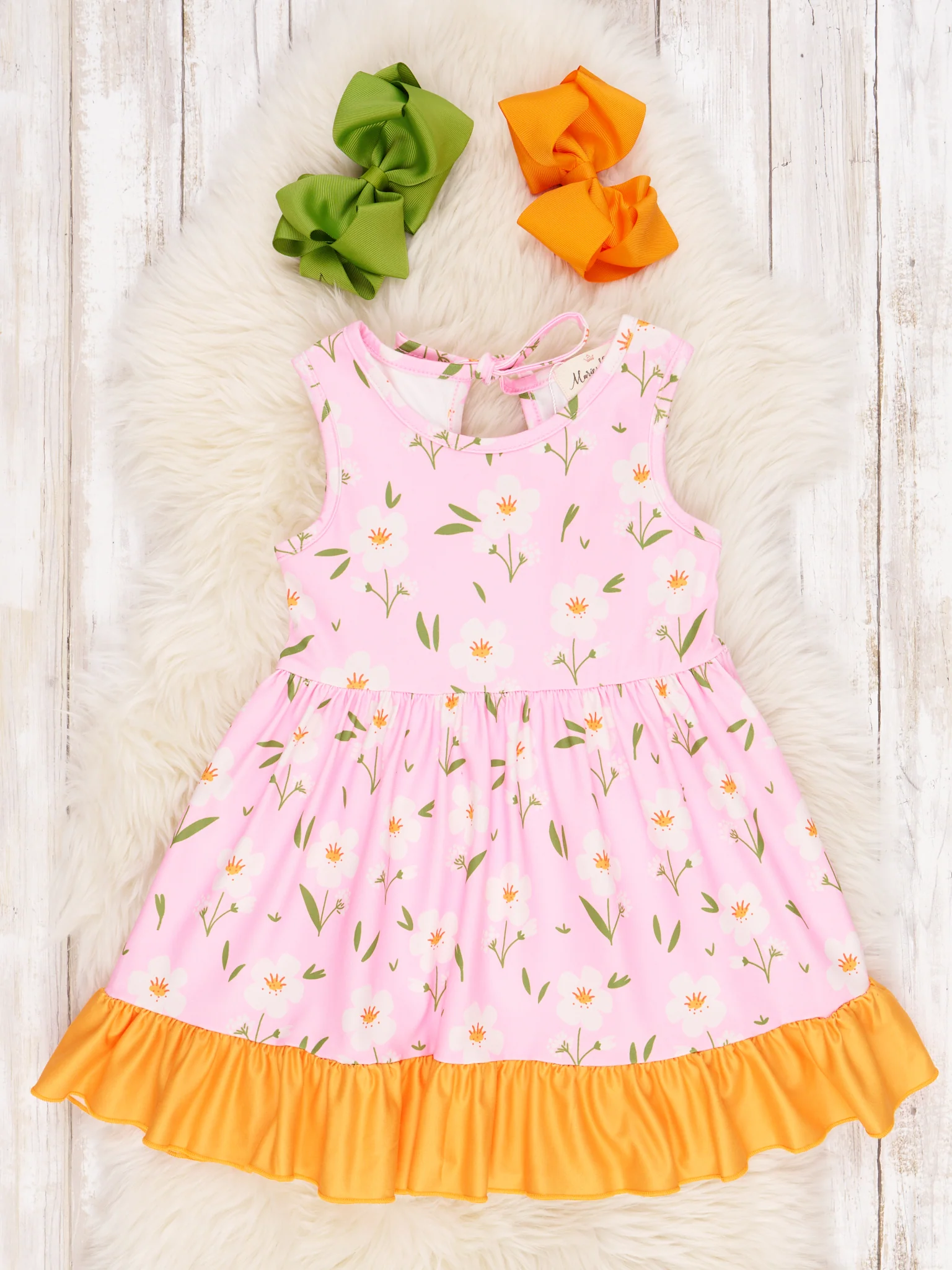 Light Pink Floral Ruffle Tank Dress