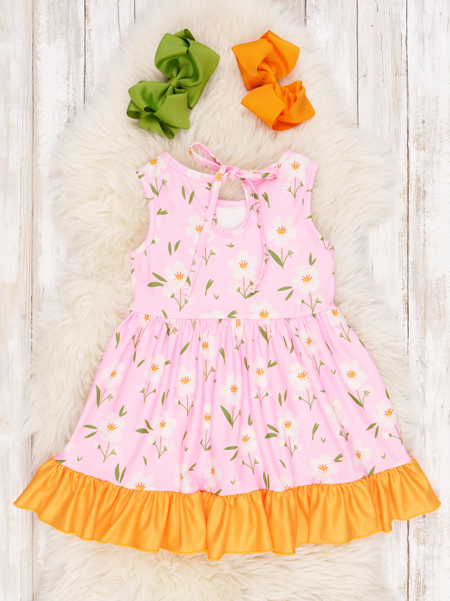 Light Pink Floral Ruffle Tank Dress - Image 2