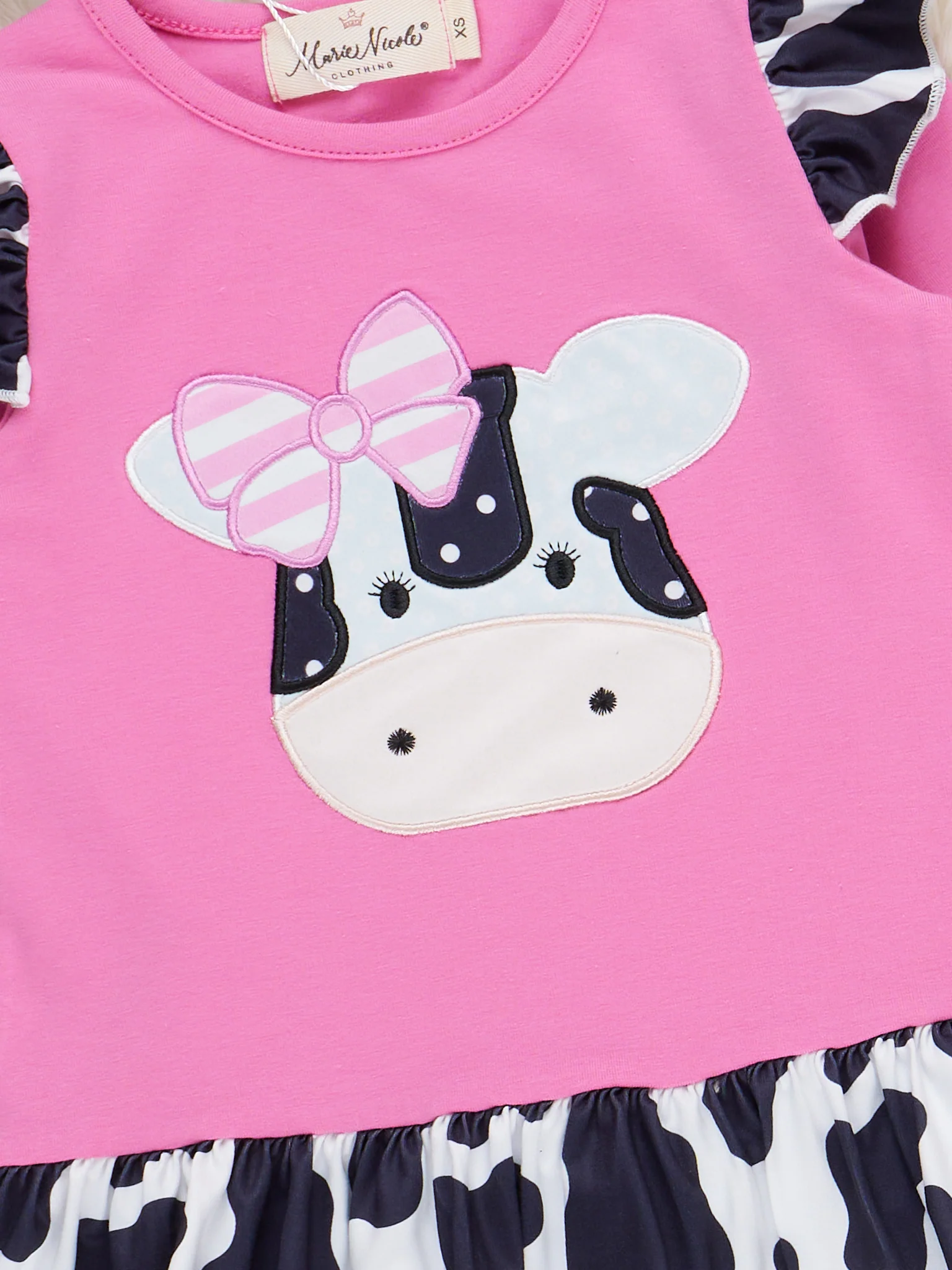 Lil’ Moo Ruffle Embroidered Cow Outfit - Image 4