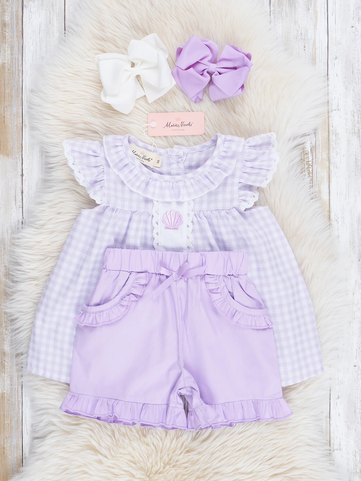 Lilac Beachy Embroidered Plaid Outfit - Image 2
