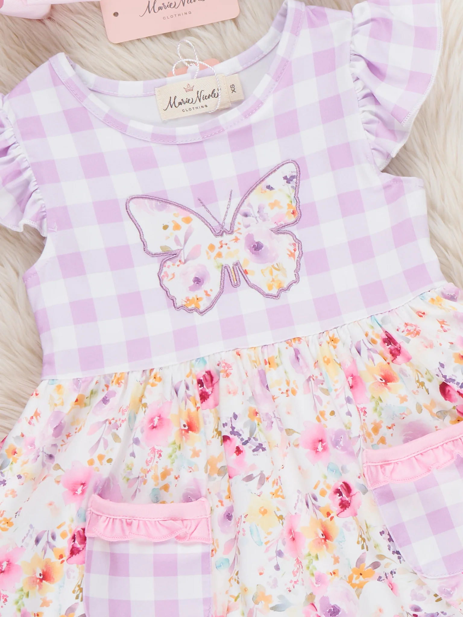 Lilac Butterfly Garden Ruffle Dress - Image 2