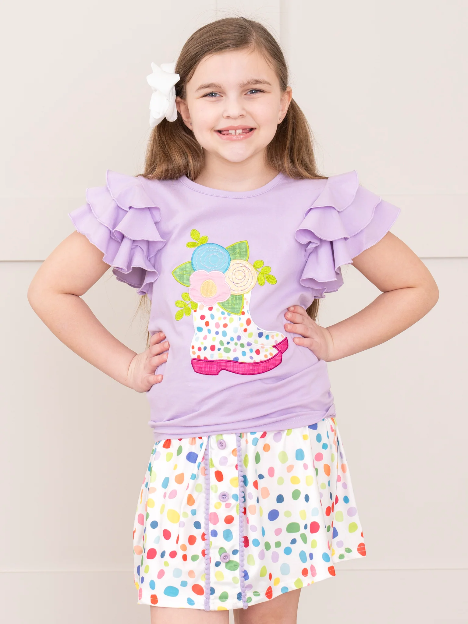 Lilac Confetti Cowgirl Outfit w/ Skirt