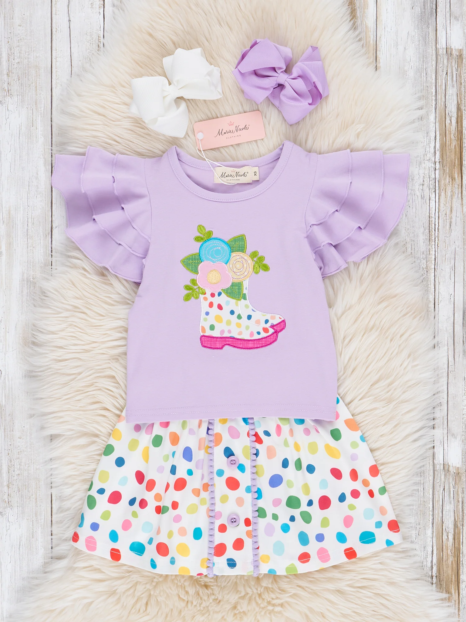 Lilac Confetti Cowgirl Outfit w/ Skirt - Image 2