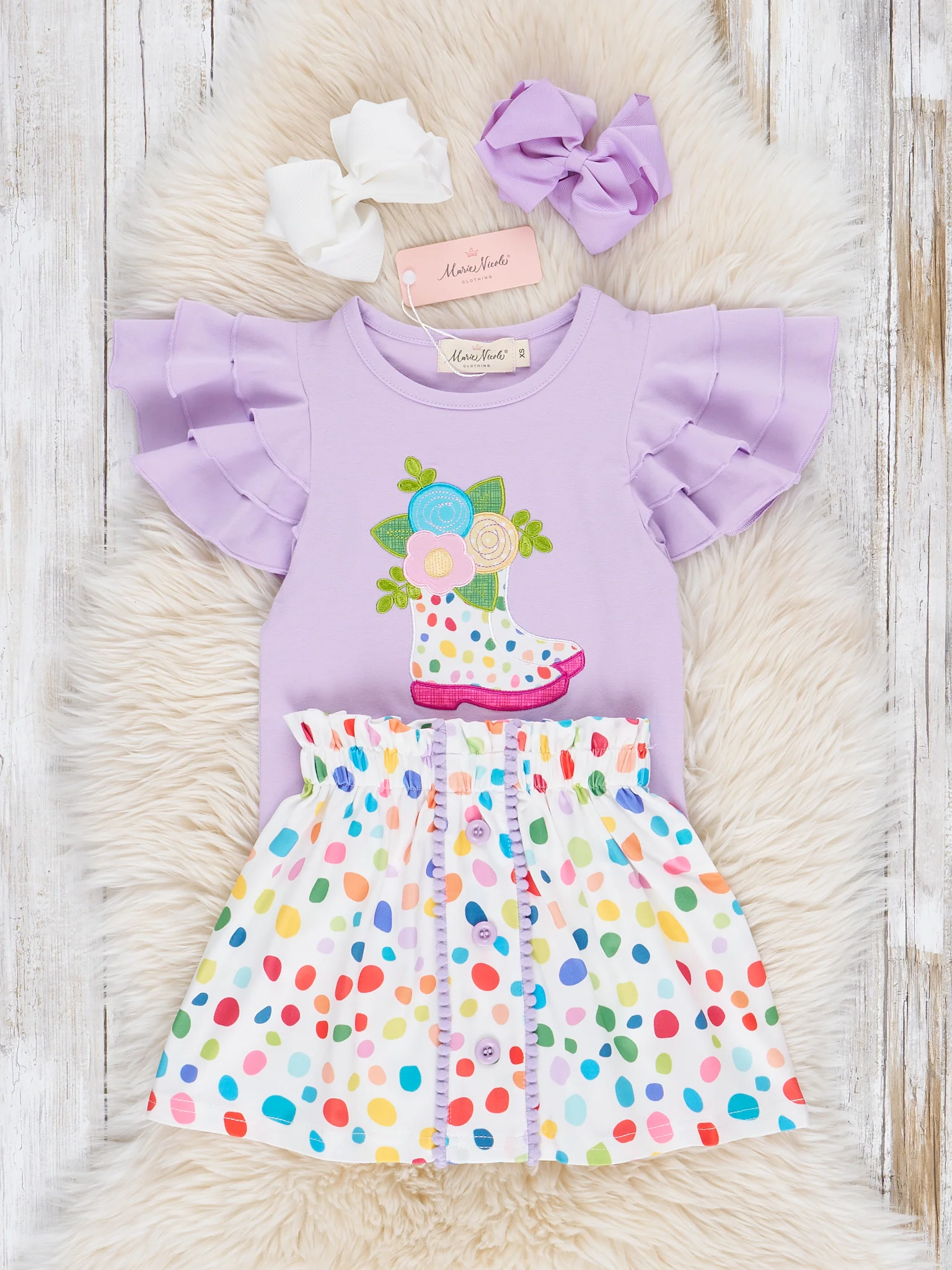 Lilac Confetti Cowgirl Outfit w/ Skirt - Image 3