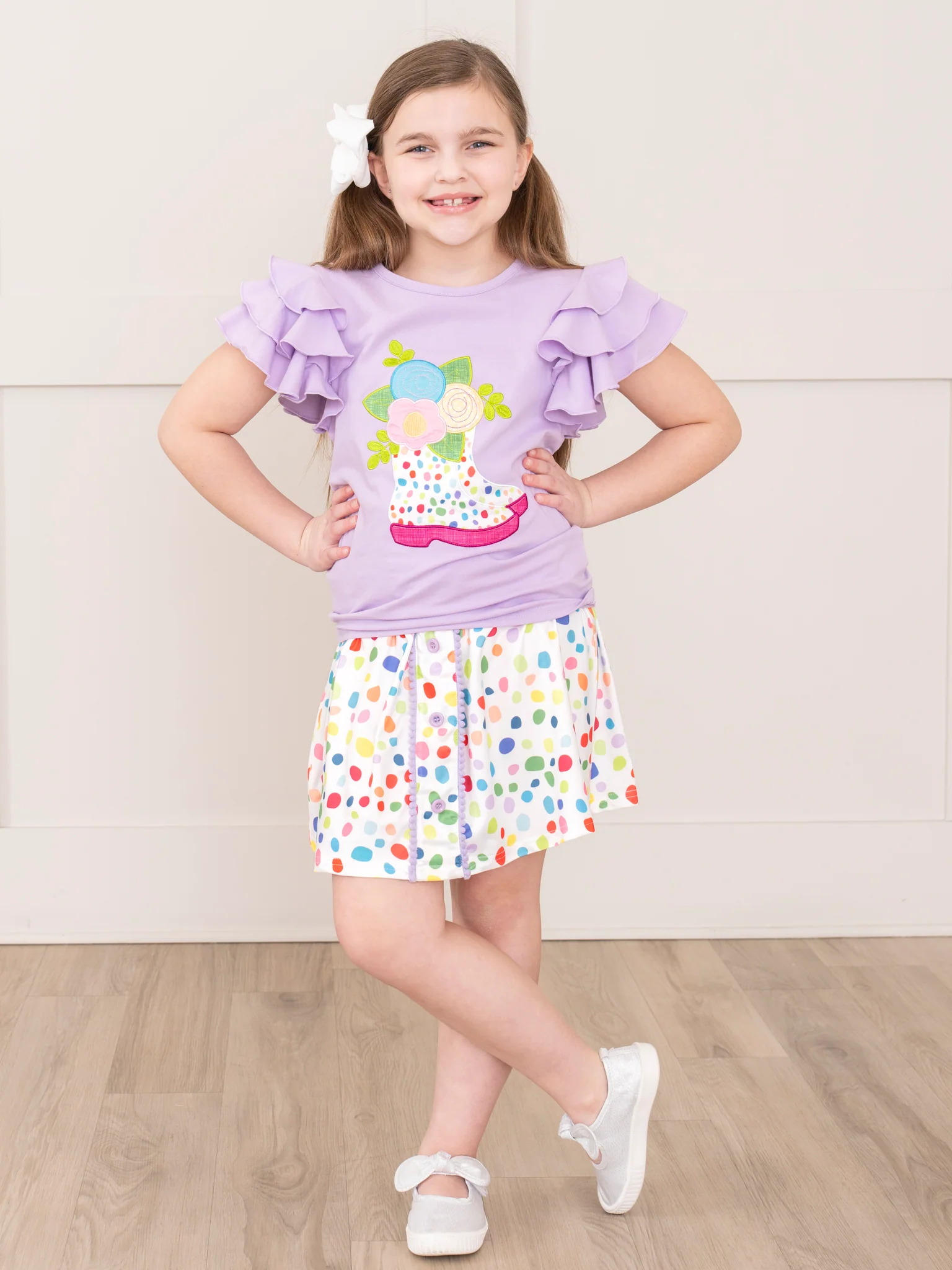 Lilac Confetti Cowgirl Outfit w/ Skirt - Image 7