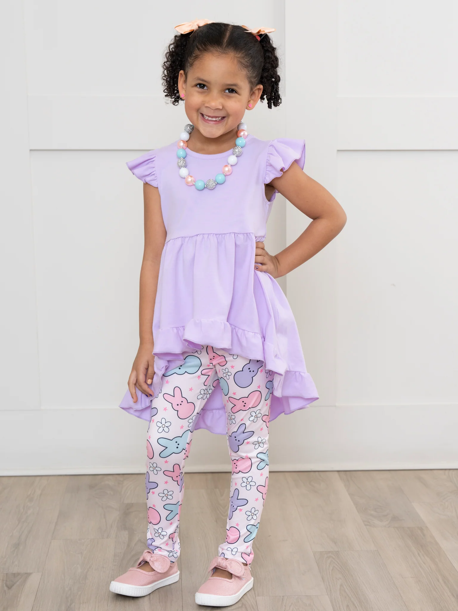 Lilac & Rose Star Bunnies Ruffle Outfit