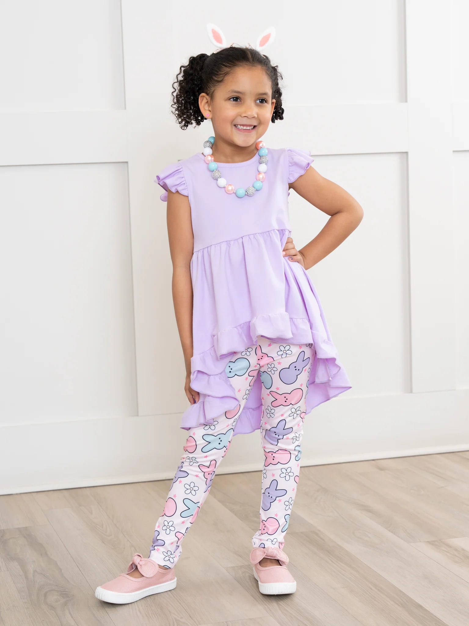 Lilac & Rose Star Bunnies Ruffle Outfit - Image 4