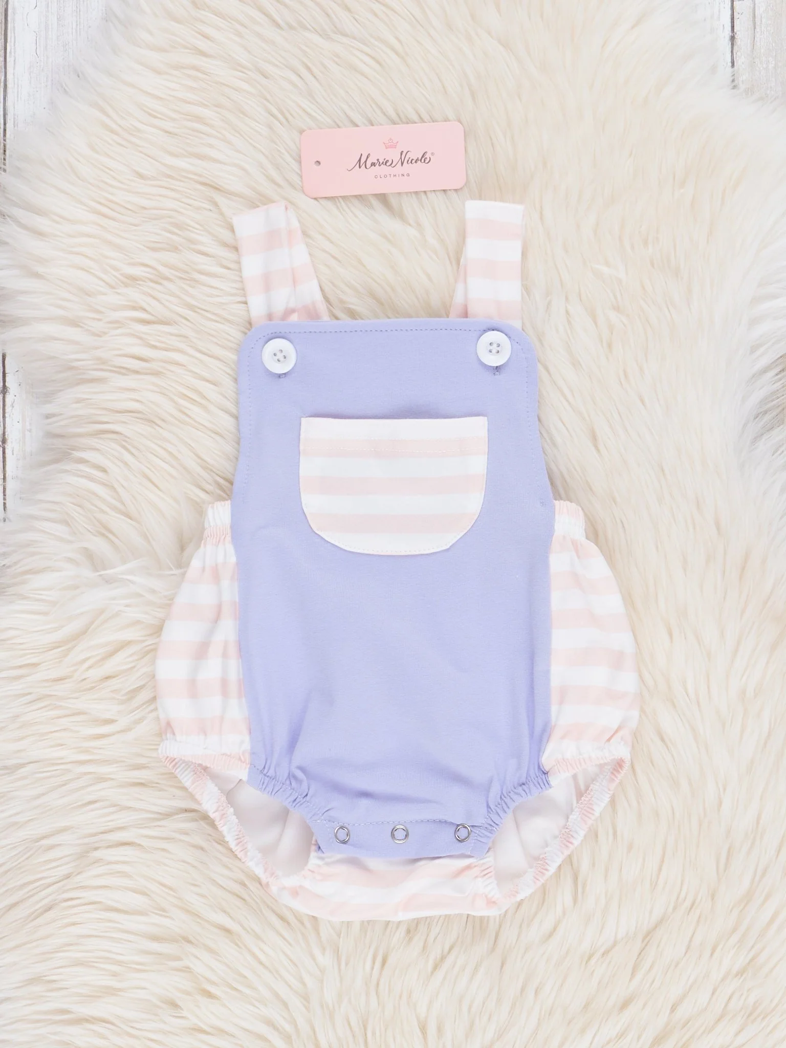 Lilac& Soft Peach Stripes Bubble Romper