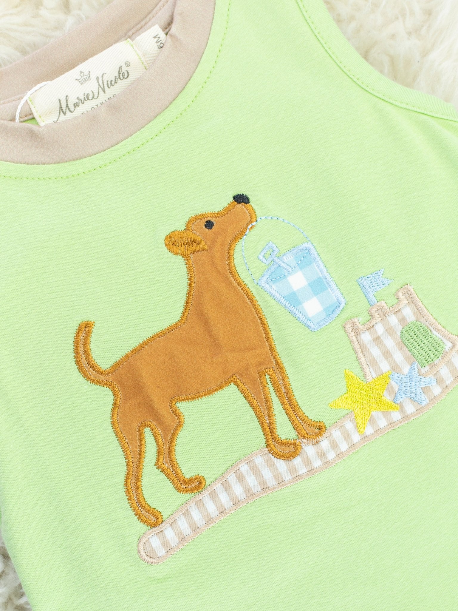 Lime Dog Gingham Romper - Image 2