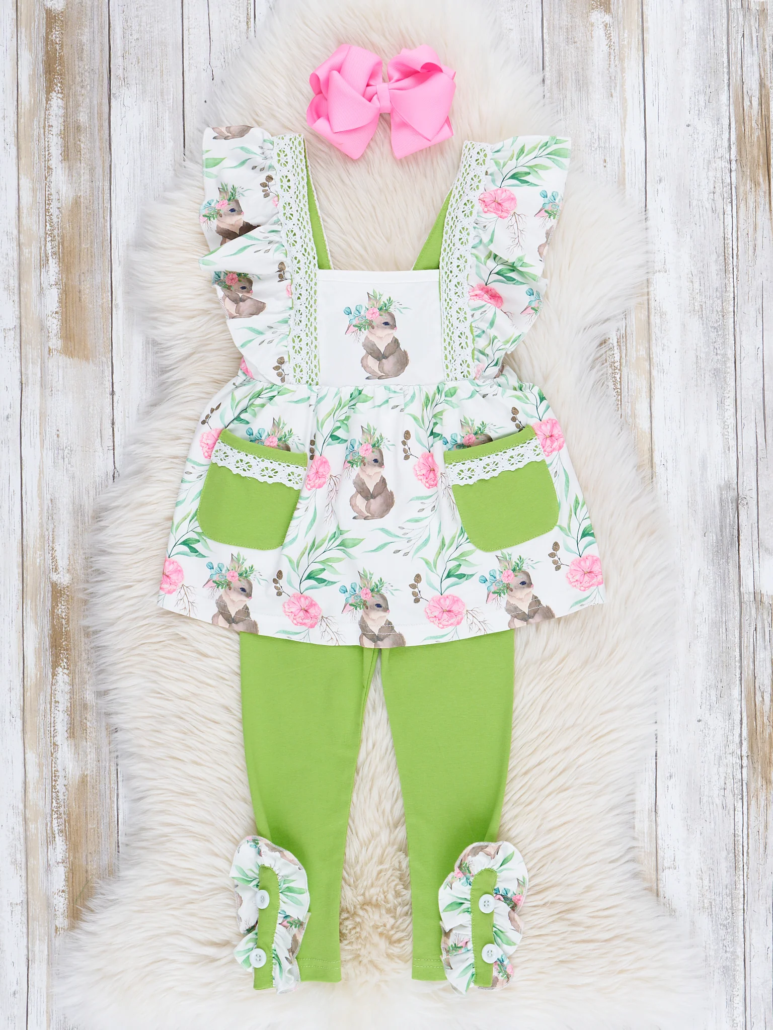 Lime Lace Bunny Ruffle Outfit