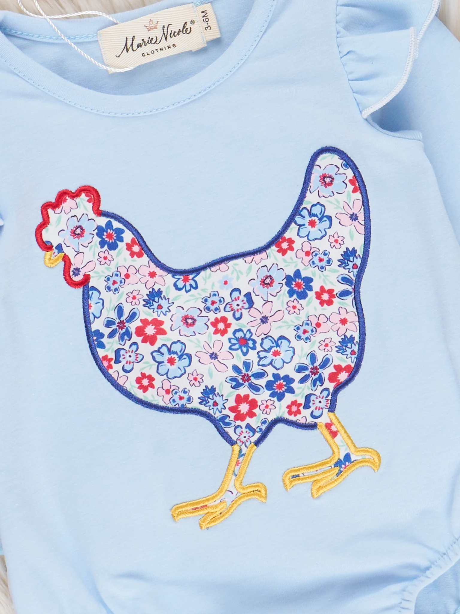 Little Chick Floral Ruffle Bubble Romper - Image 3