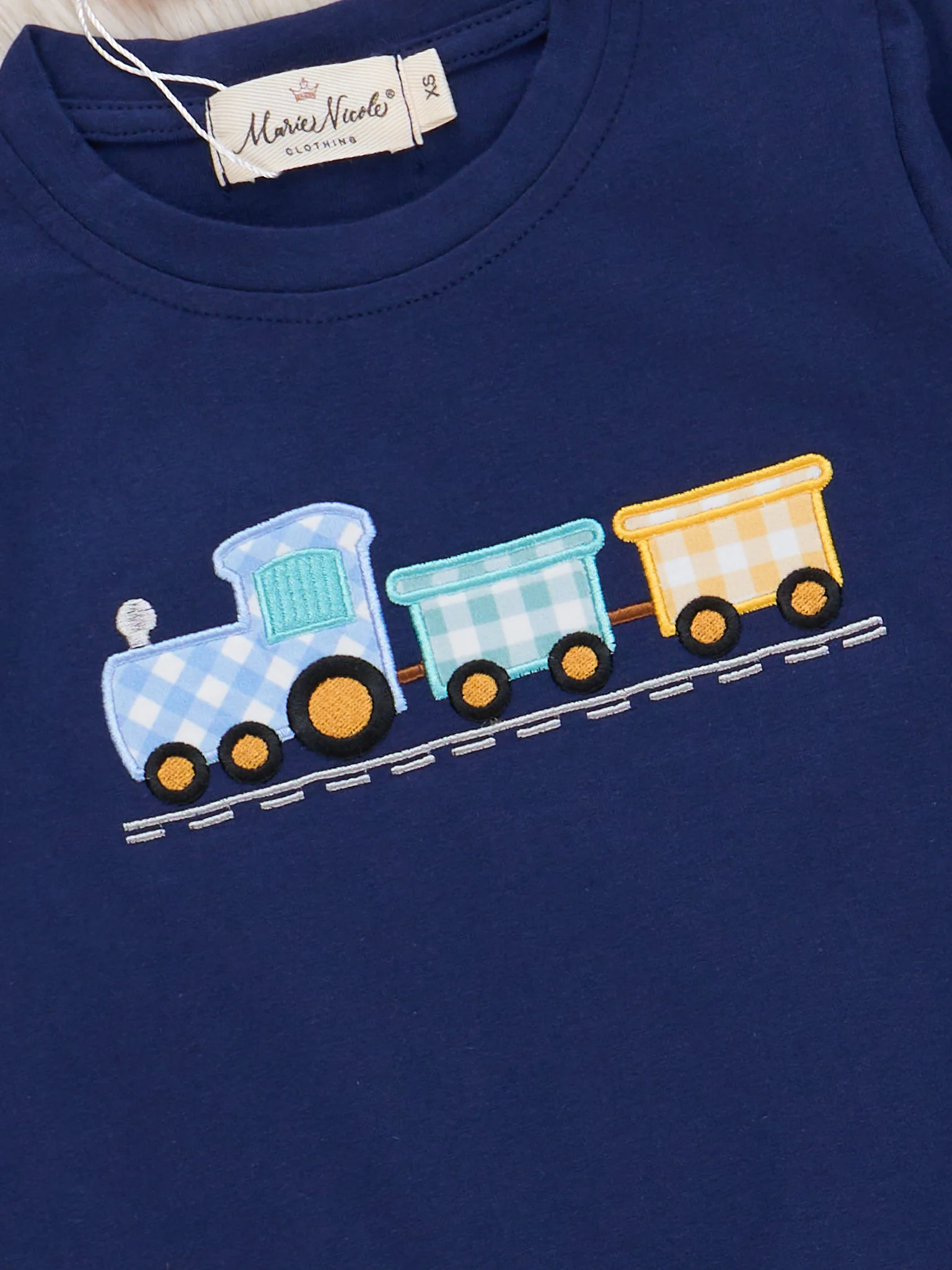 Little Conductor Gingham Train Outfit - Image 3