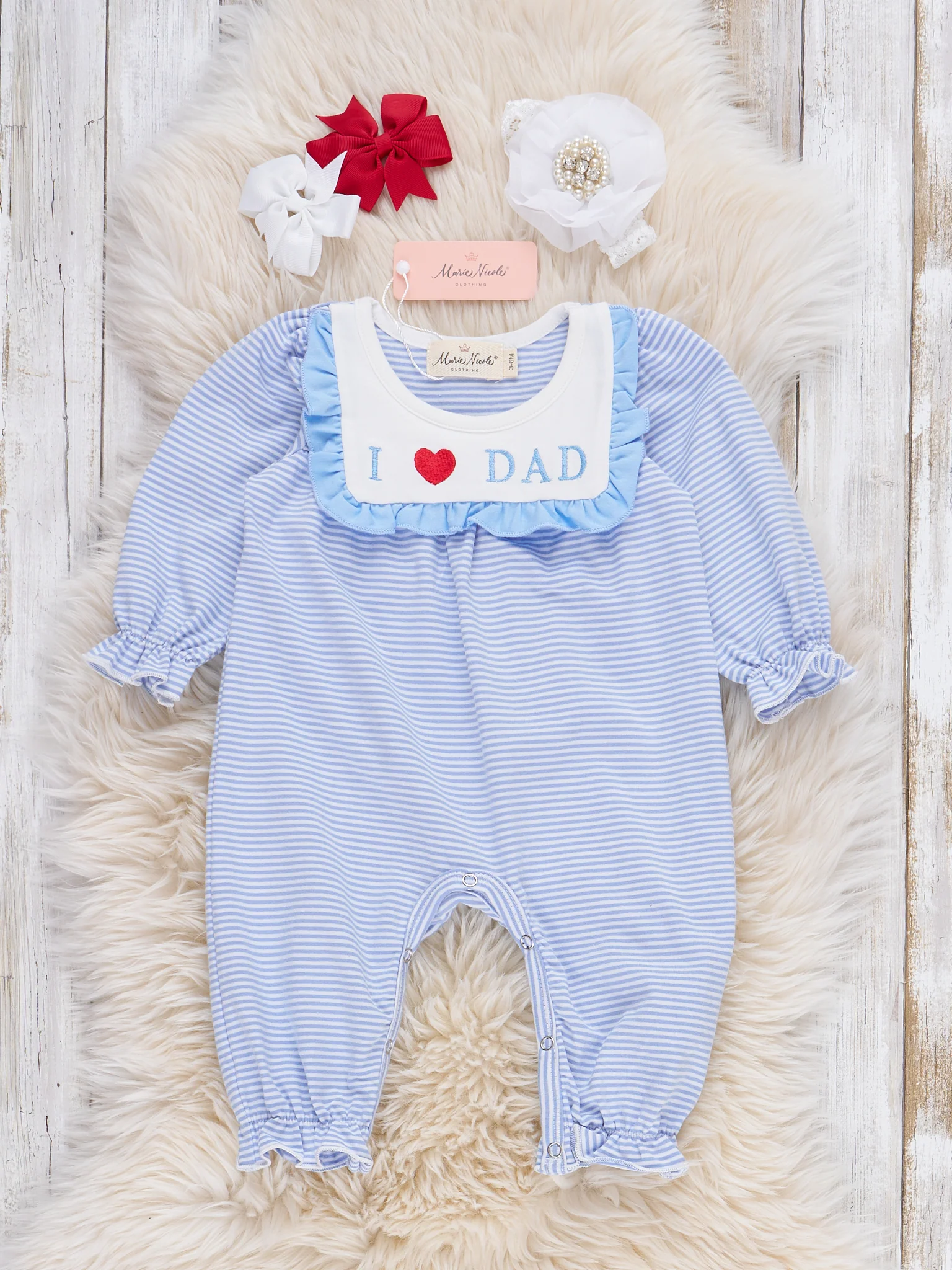 Little Love for Dad Embroidered Ruffle Romper