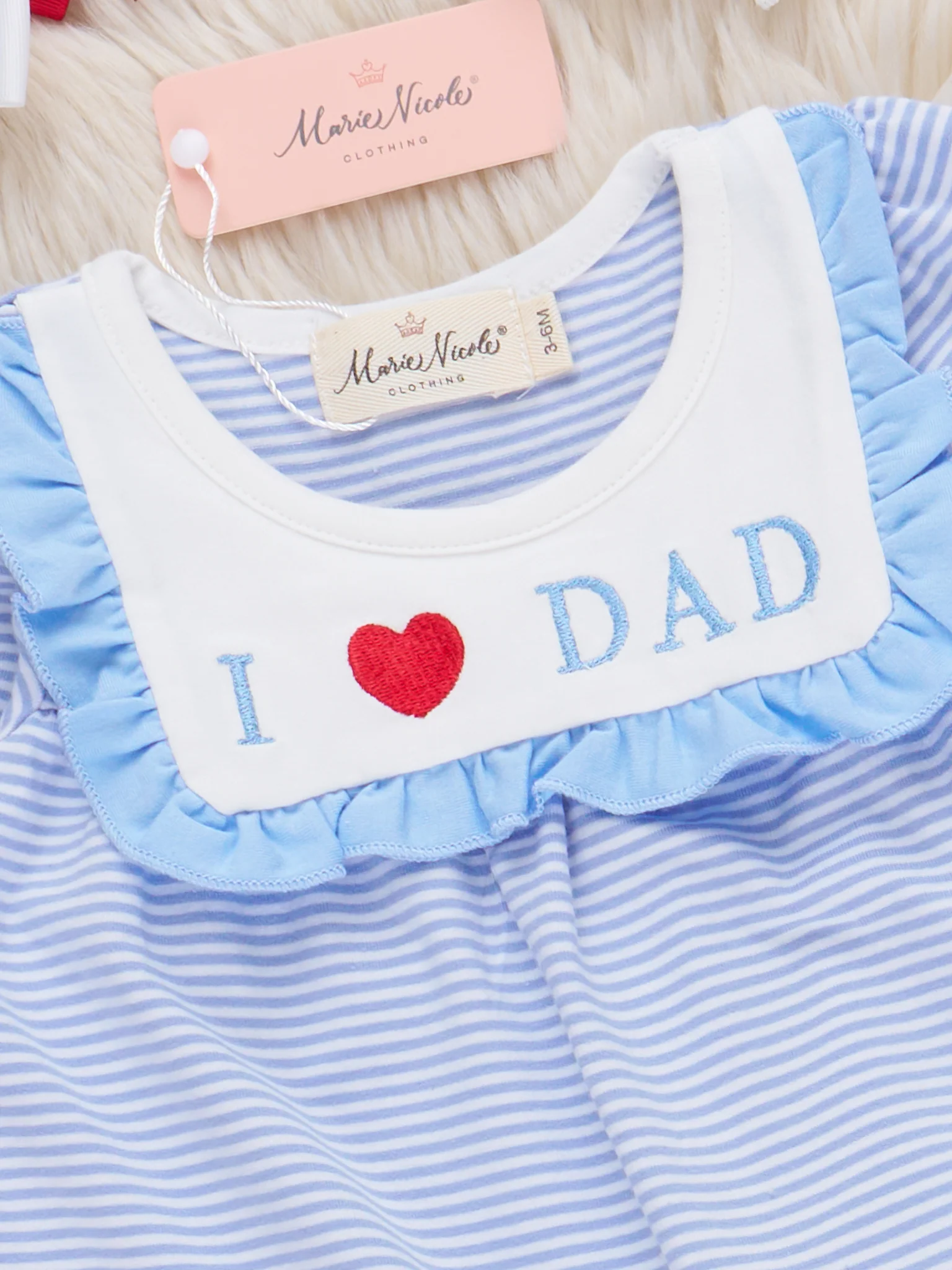 Little Love for Dad Embroidered Ruffle Romper - Image 2