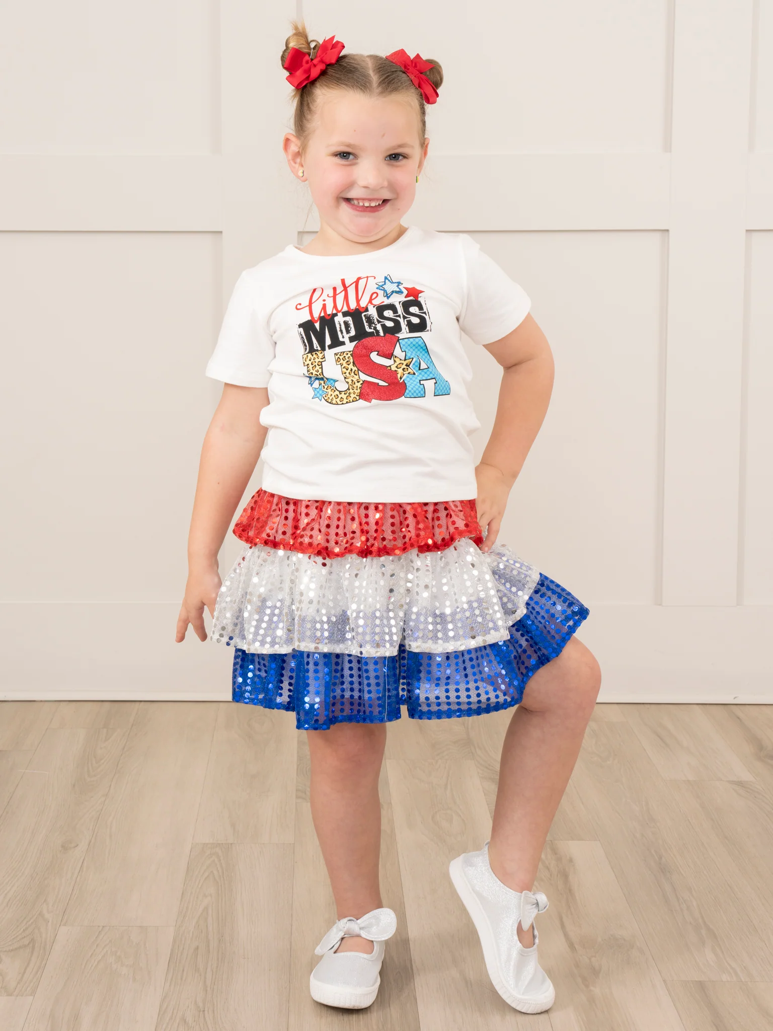 "Little Miss USA" Outfit w/ Tiered Sequin Skirt - Image 3
