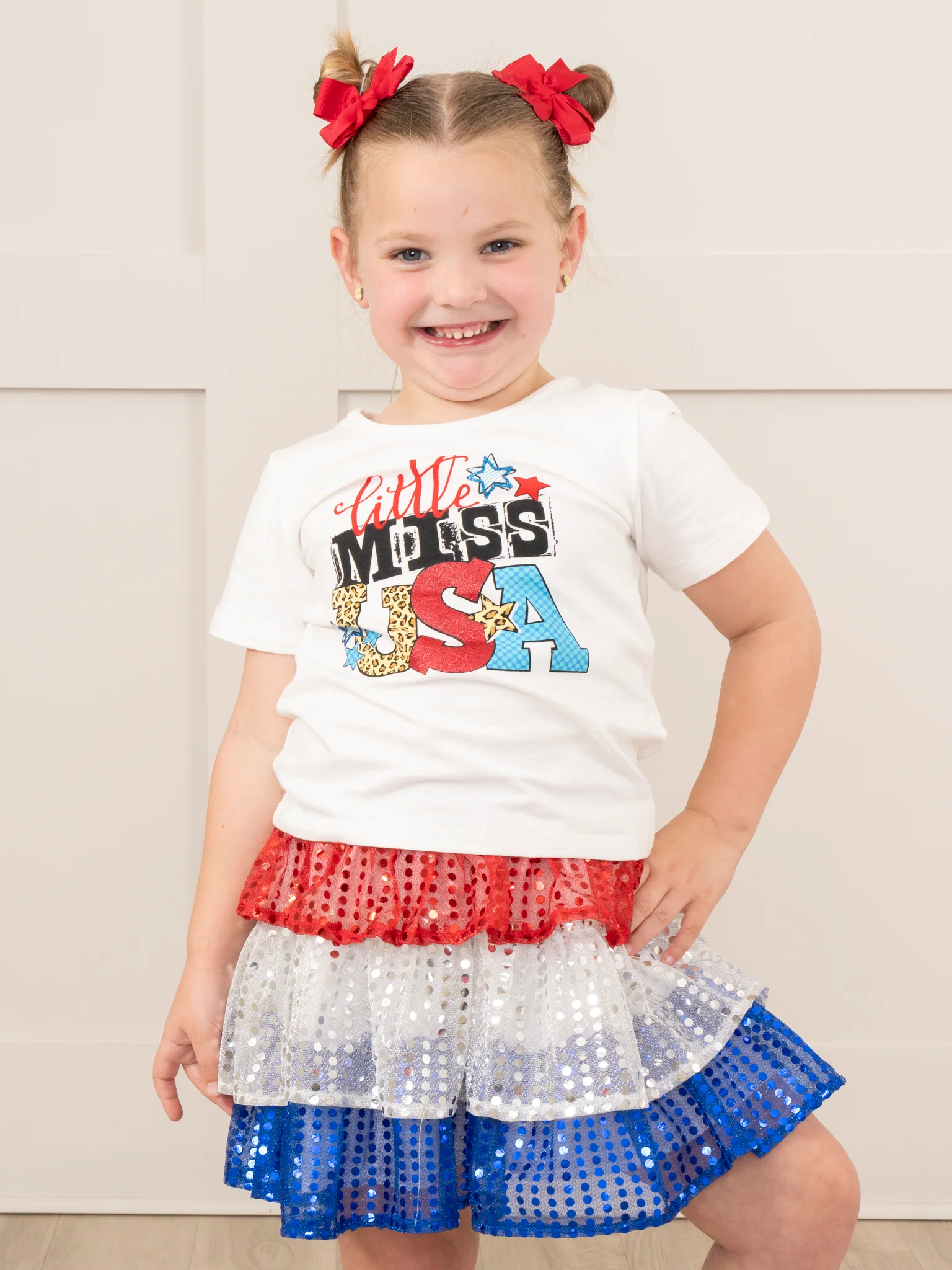 "Little Miss USA" Outfit w/ Tiered Sequin Skirt - Image 4