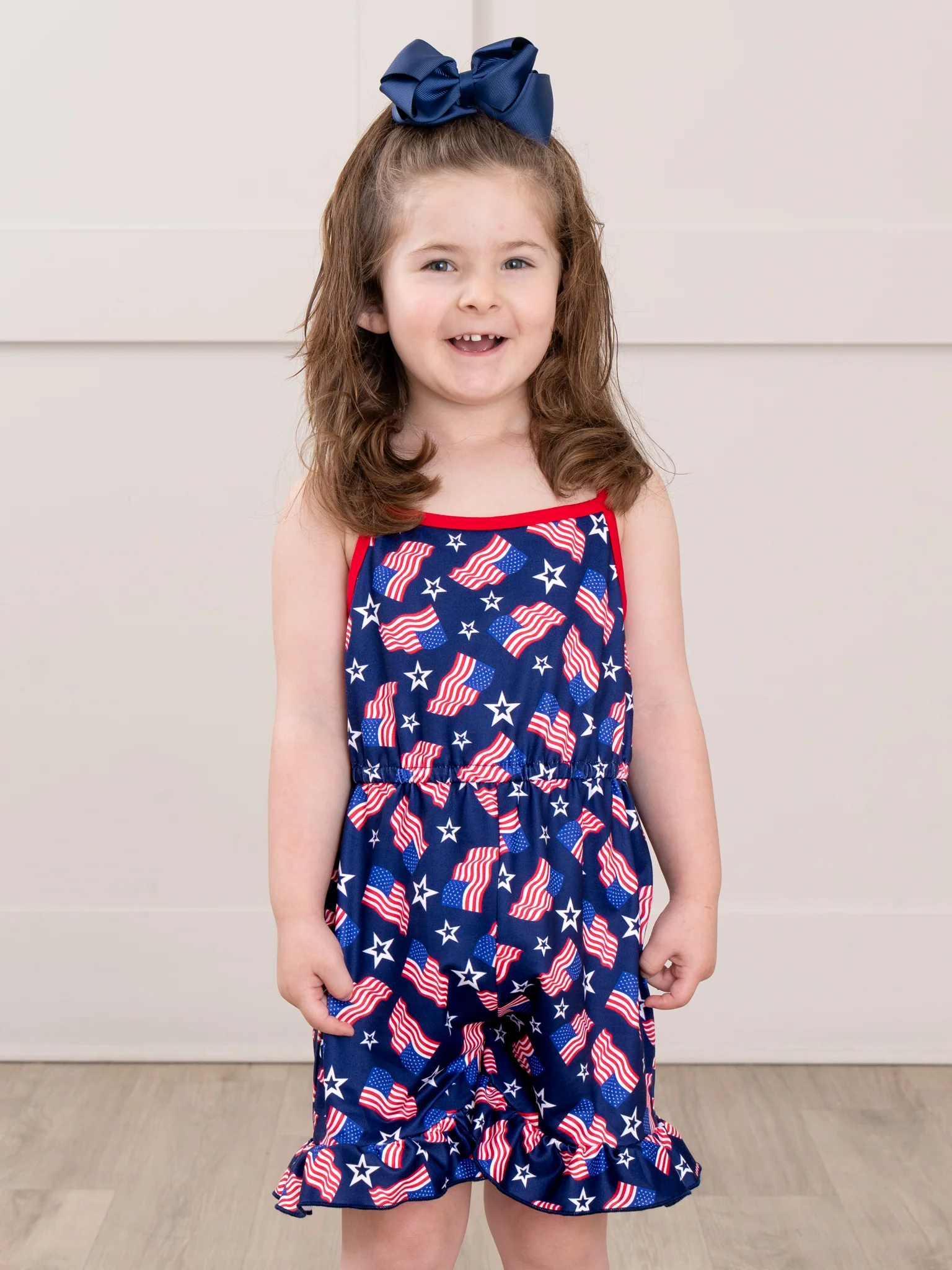Little Patriot Flag Ruffle Jumpsuit