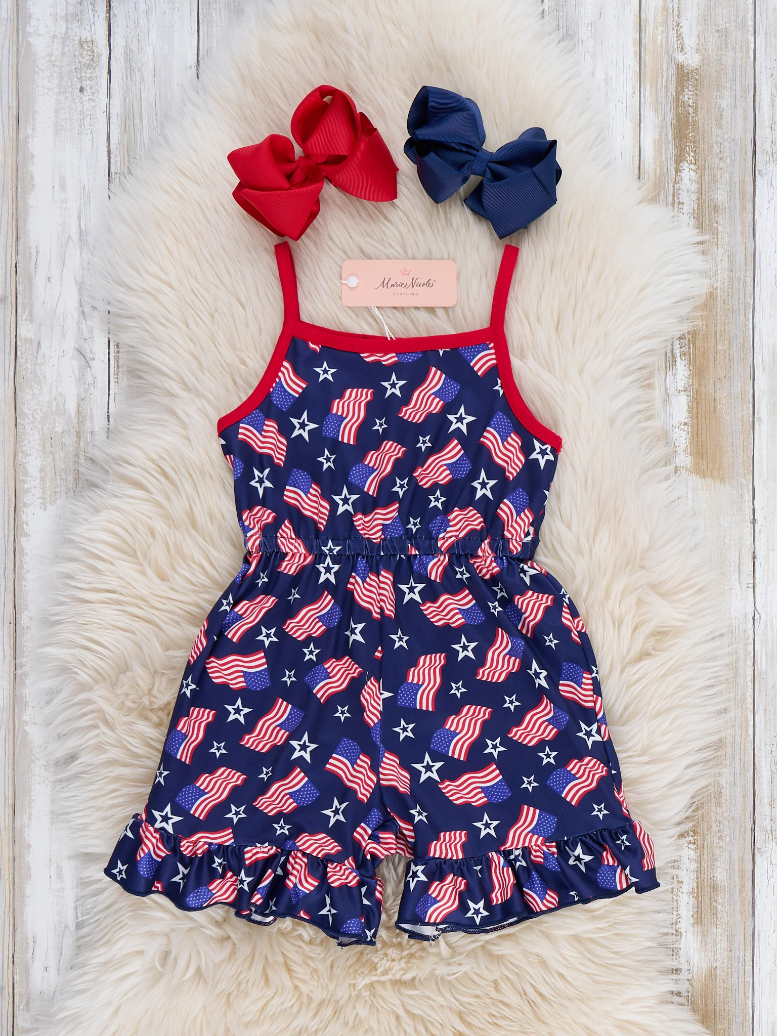 Little Patriot Flag Ruffle Jumpsuit - Image 2
