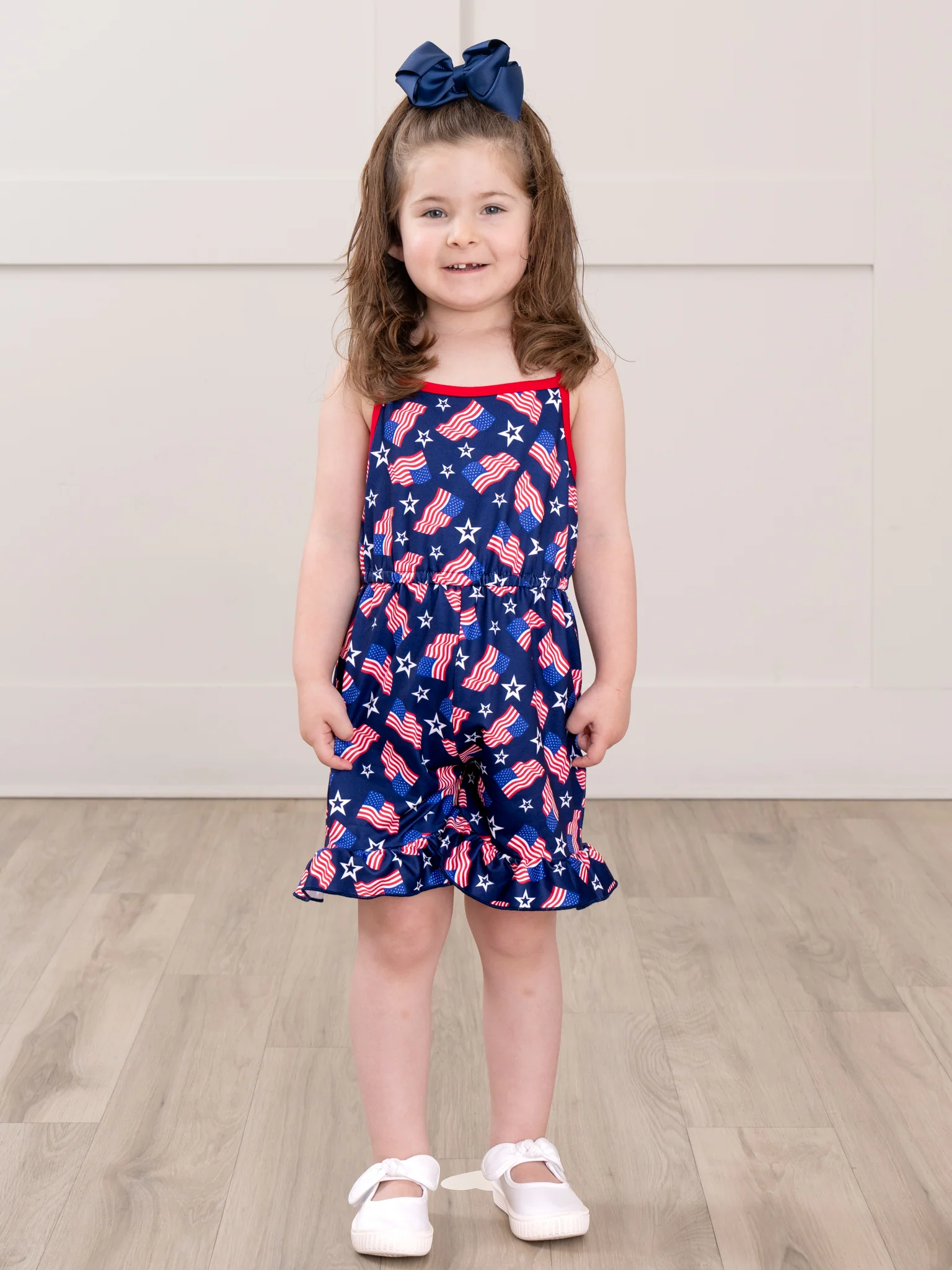 Little Patriot Flag Ruffle Jumpsuit - Image 4