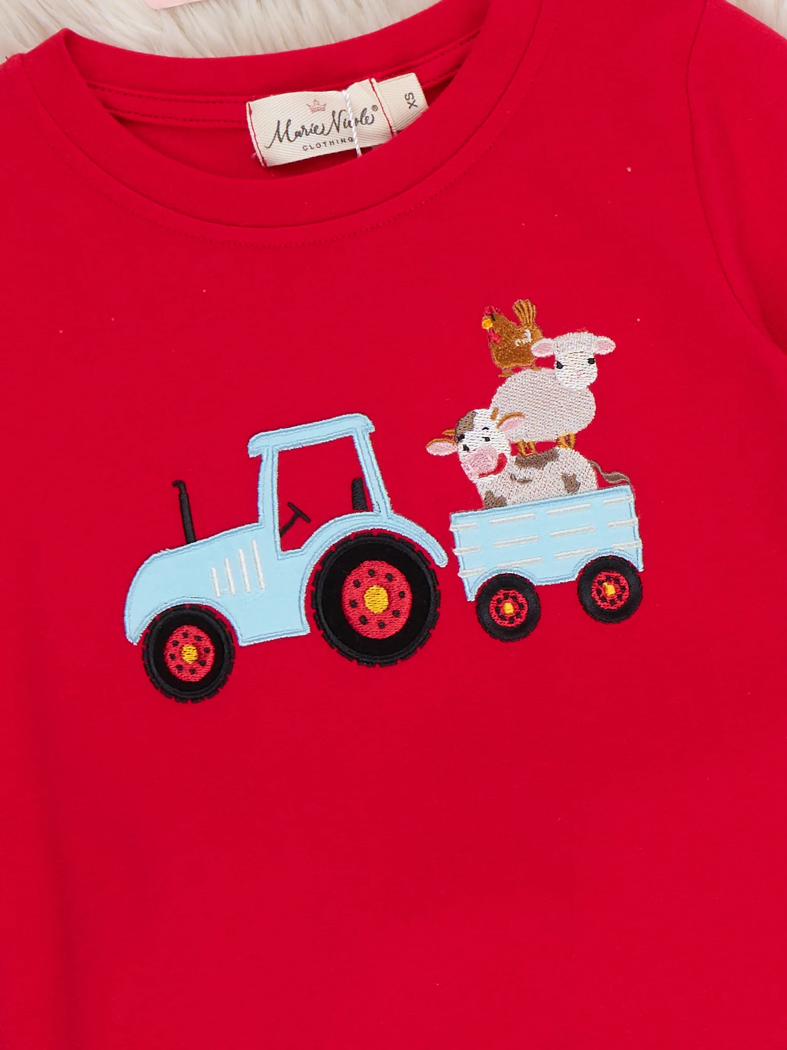 Little Tractor Helper Embroidered Plaid Outfit - Image 2