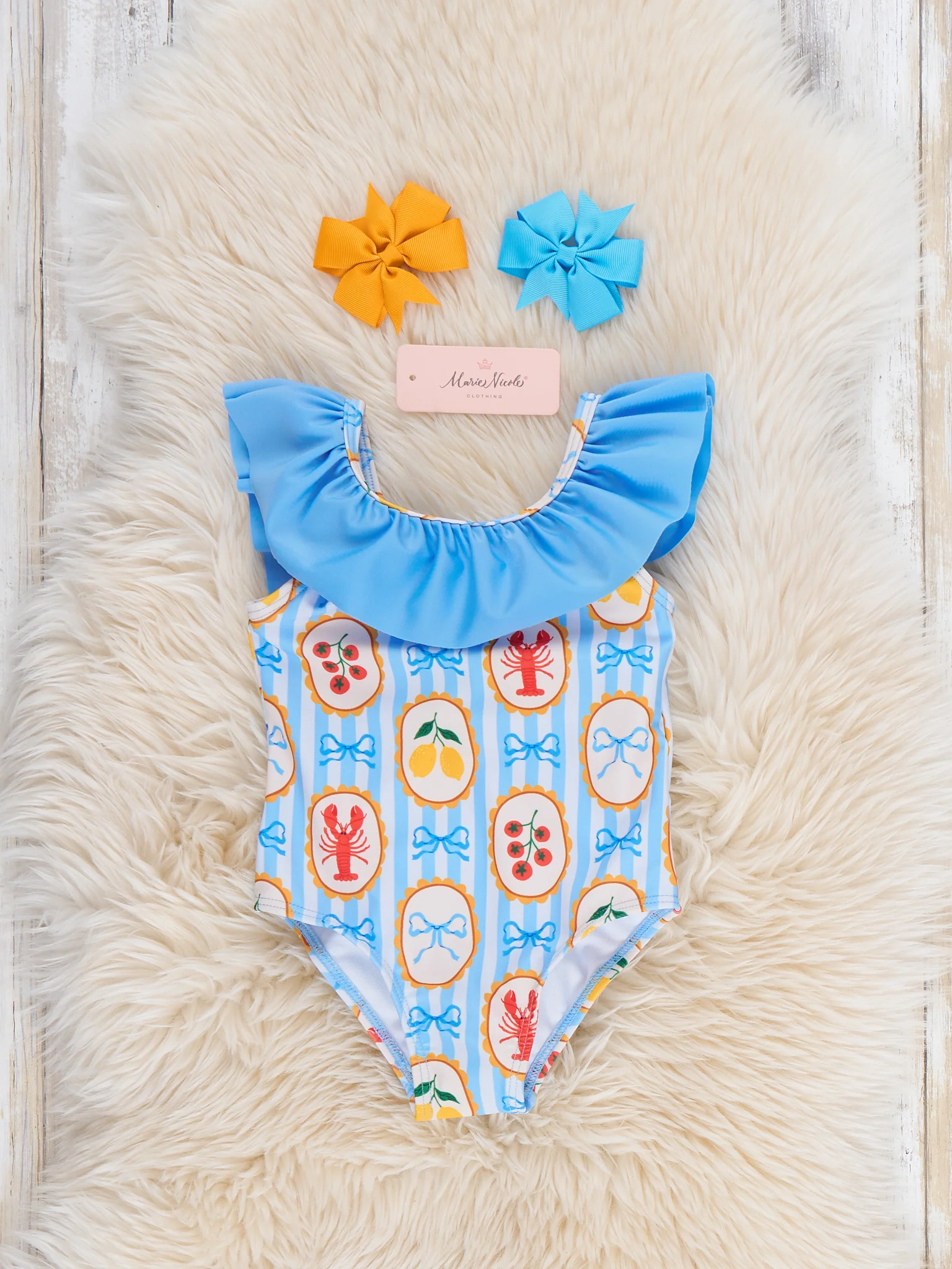 Lobster Lemon Bow Ruffle Swimsuit - Image 3