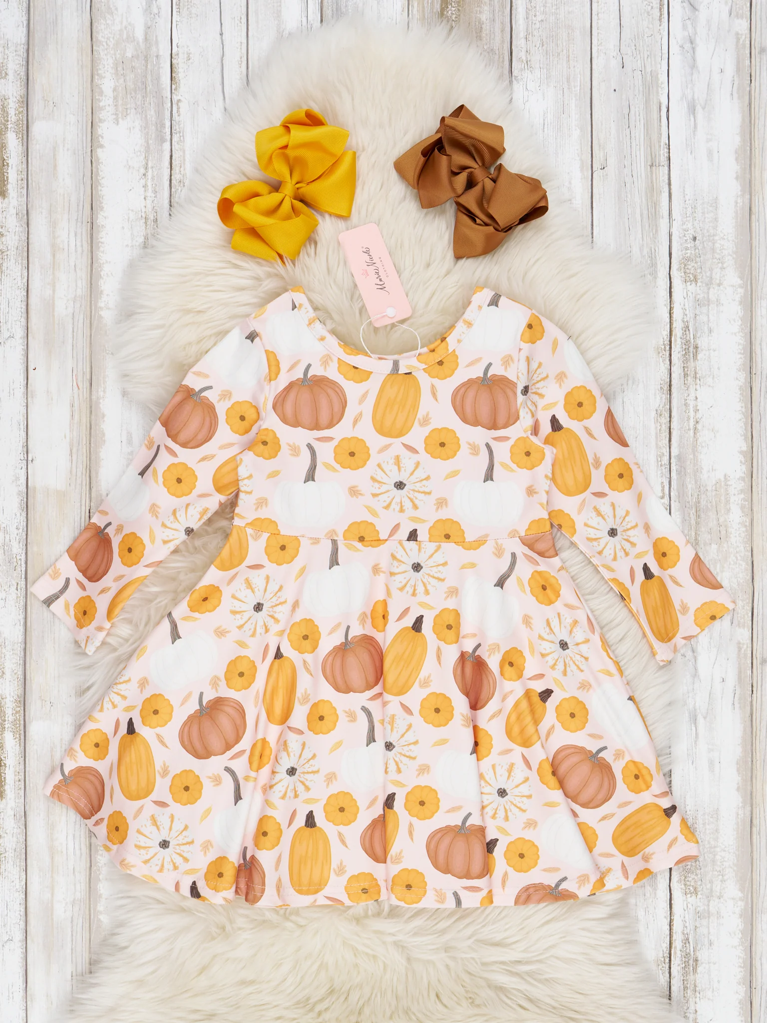 Long Sleeve Harvest Pumpkin Swing Dress - Image 3